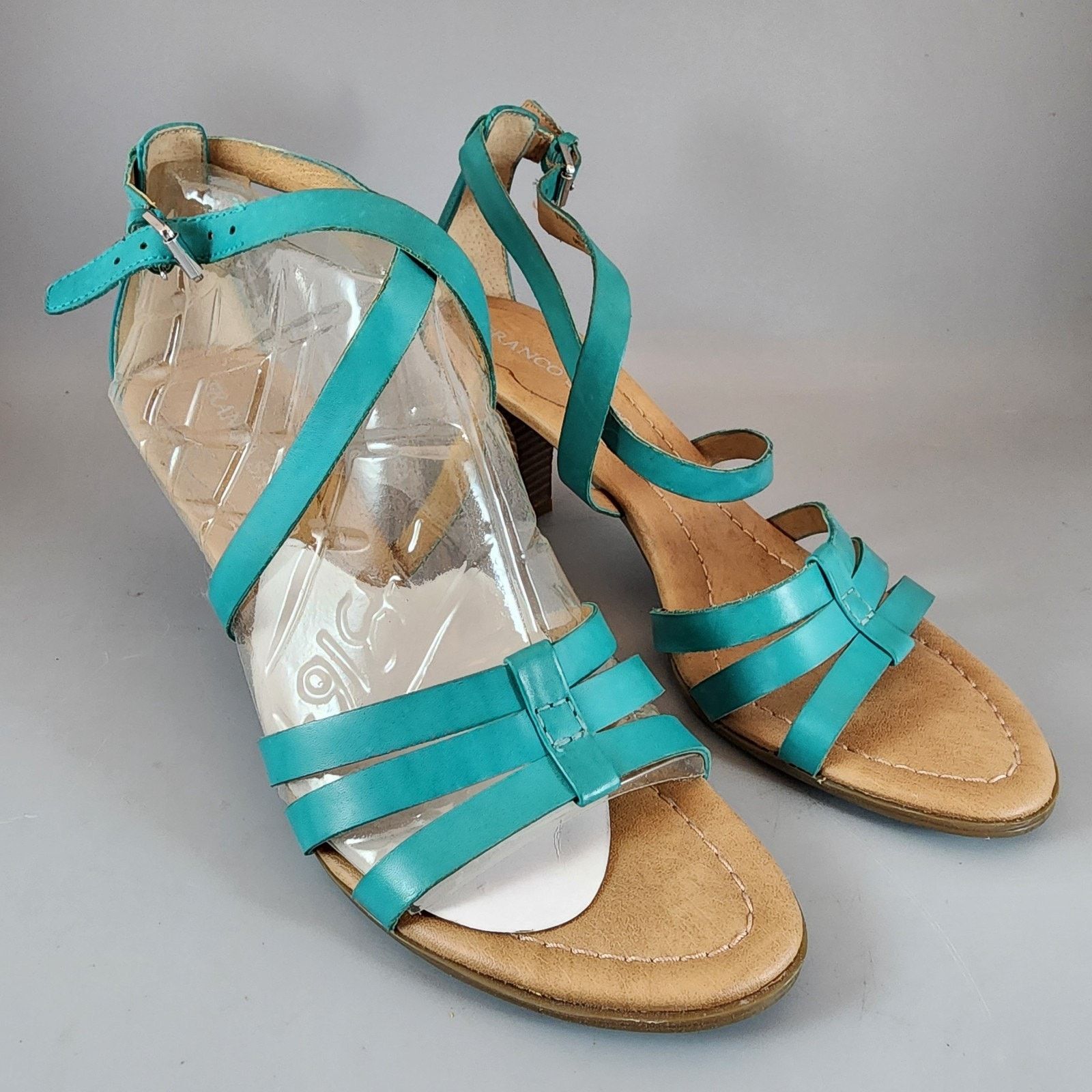 Franco Sarto Franco Sarto Leather Strappy Sandals 9.5M Turquoise 3" Heel Size US 9.5 / IT 39.5 - 2 Thumbnail