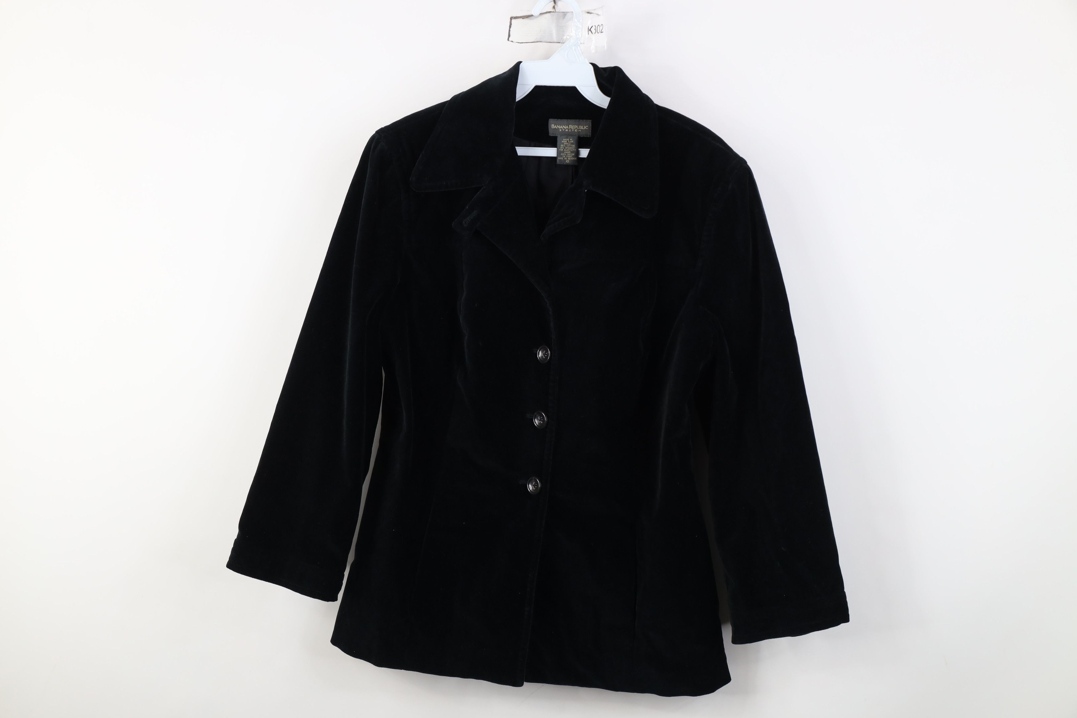 Banana Republic Vintage Banana Republic Velvet Velour Button Jacket Black Size L / US 10 / IT 46 - 1 Thumbnail