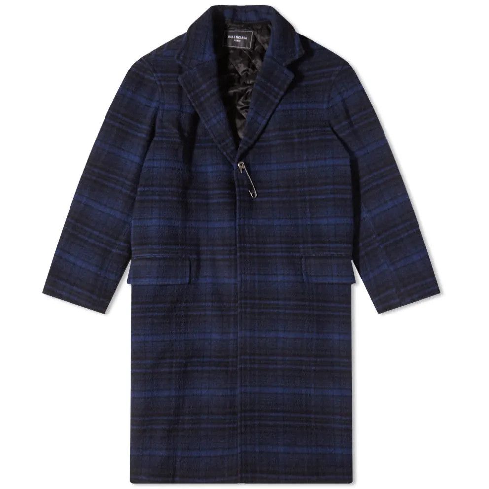 Balenciaga o1bcso1str1124 Cocoon Coat in Blue/Black Size US L / EU 52-54 / 3 - 1 Thumbnail