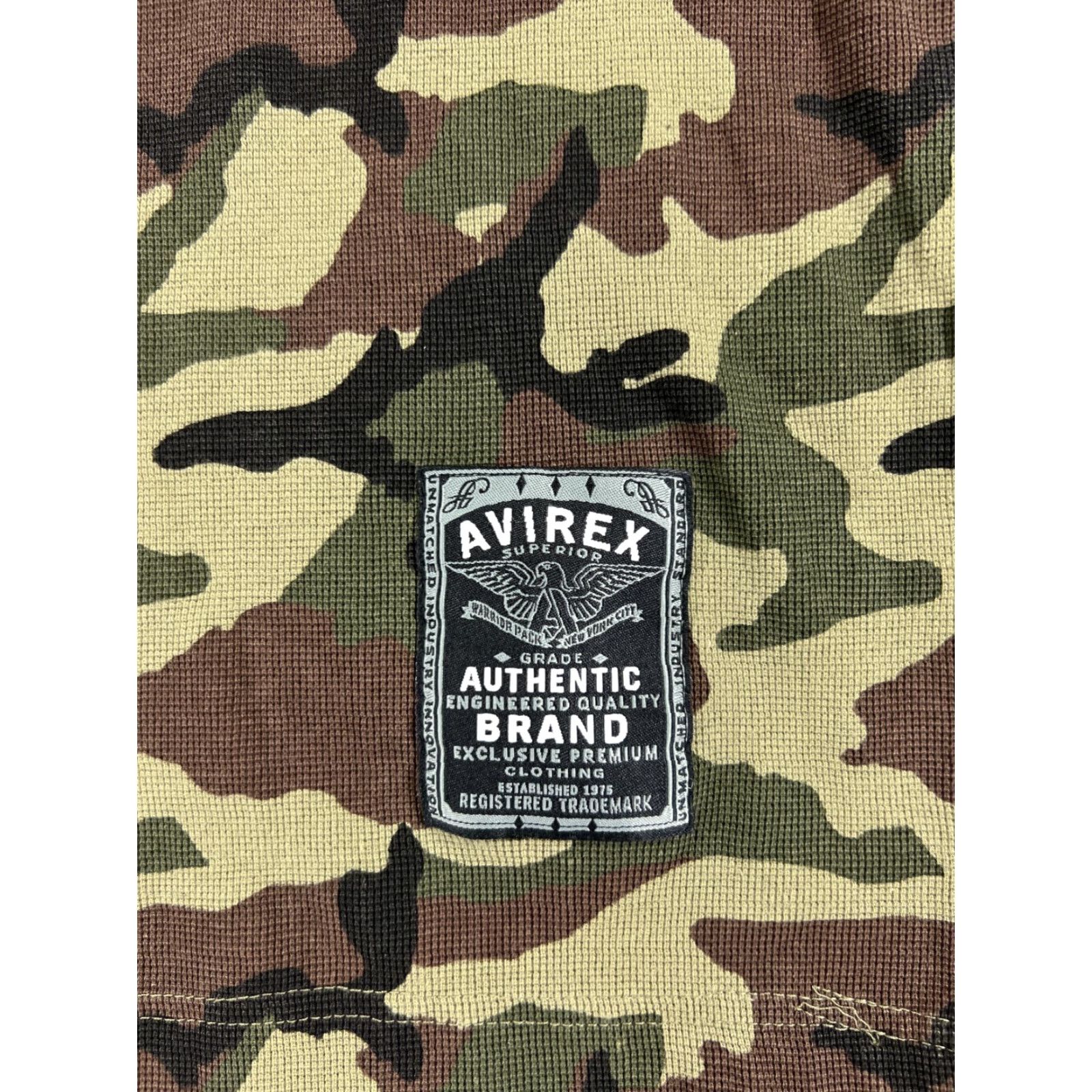 Avirex Avirex Shirt Adult S Green Brown Woodland Camo Waffle Knit Thermal Cotton Crew Neck Embroidered Logo Vintage Mens T-Shirt Long Sleeve Size US S / EU 44-46 / 1 - 6 Thumbnail