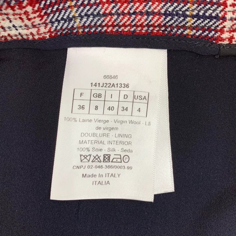 Dior Dior Dark red plaid wool single-breasted casual skirt short Size 24" / US 00 / IT 34 - 7 Thumbnail