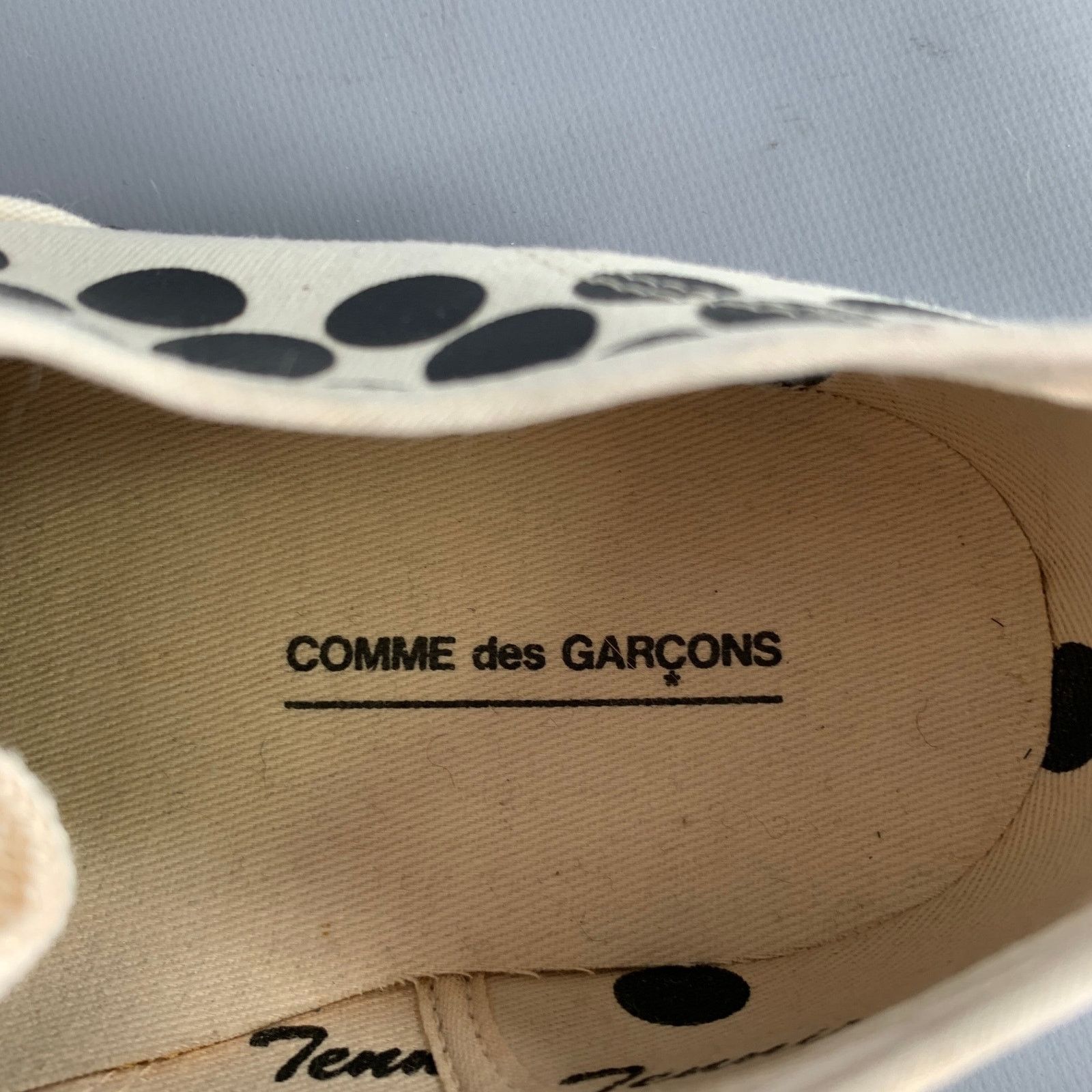 Comme des Garcons Winter 2014 Size 9 Cream Black Polka Dot Canvas Sneakers Size US 9 / EU 42 - 7 Thumbnail