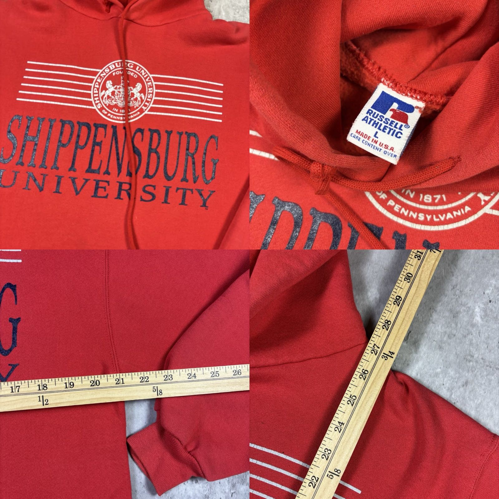 Russell Athletic VINTAGE 90s Russell Athletic Red Hoodie Mens L Graphic Print Pullover Heavyweight Logo 90s Size US L / EU 52-54 / 3 - 8 Thumbnail