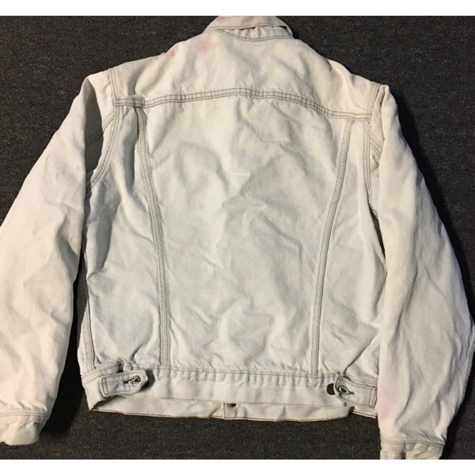 Levi's Vtg 80s Levis Faded Distress Blanket Lined Jacket 42L USA Trucker Grunge Biker Size US XS / EU 42 / 0 - 2 Thumbnail