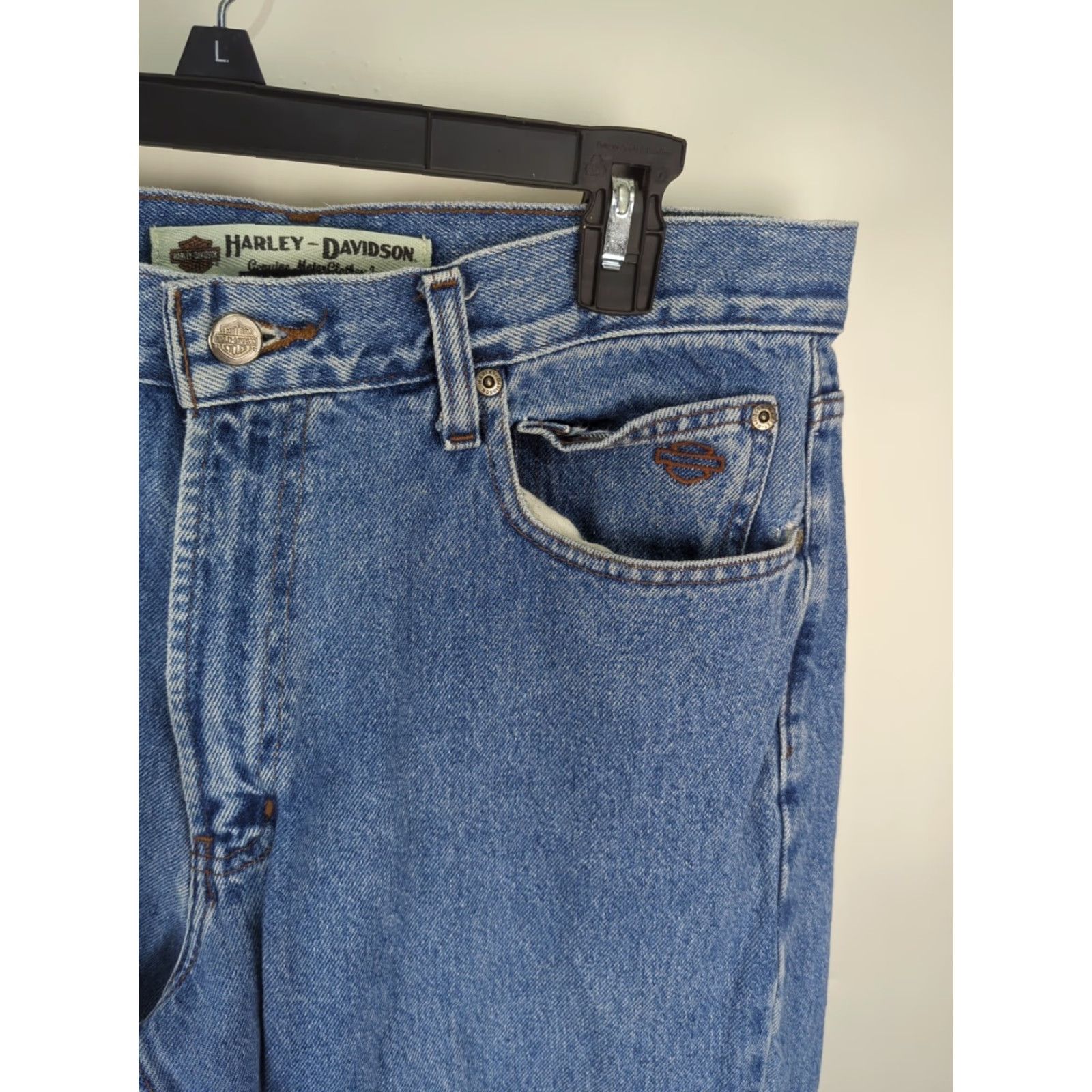 Harley Davidson VINTAGE Harley-Davidson Jeans Men's 34x34 Blue Straight Leg Medium Wash Denim Size US 34 / EU 50 - 6 Thumbnail