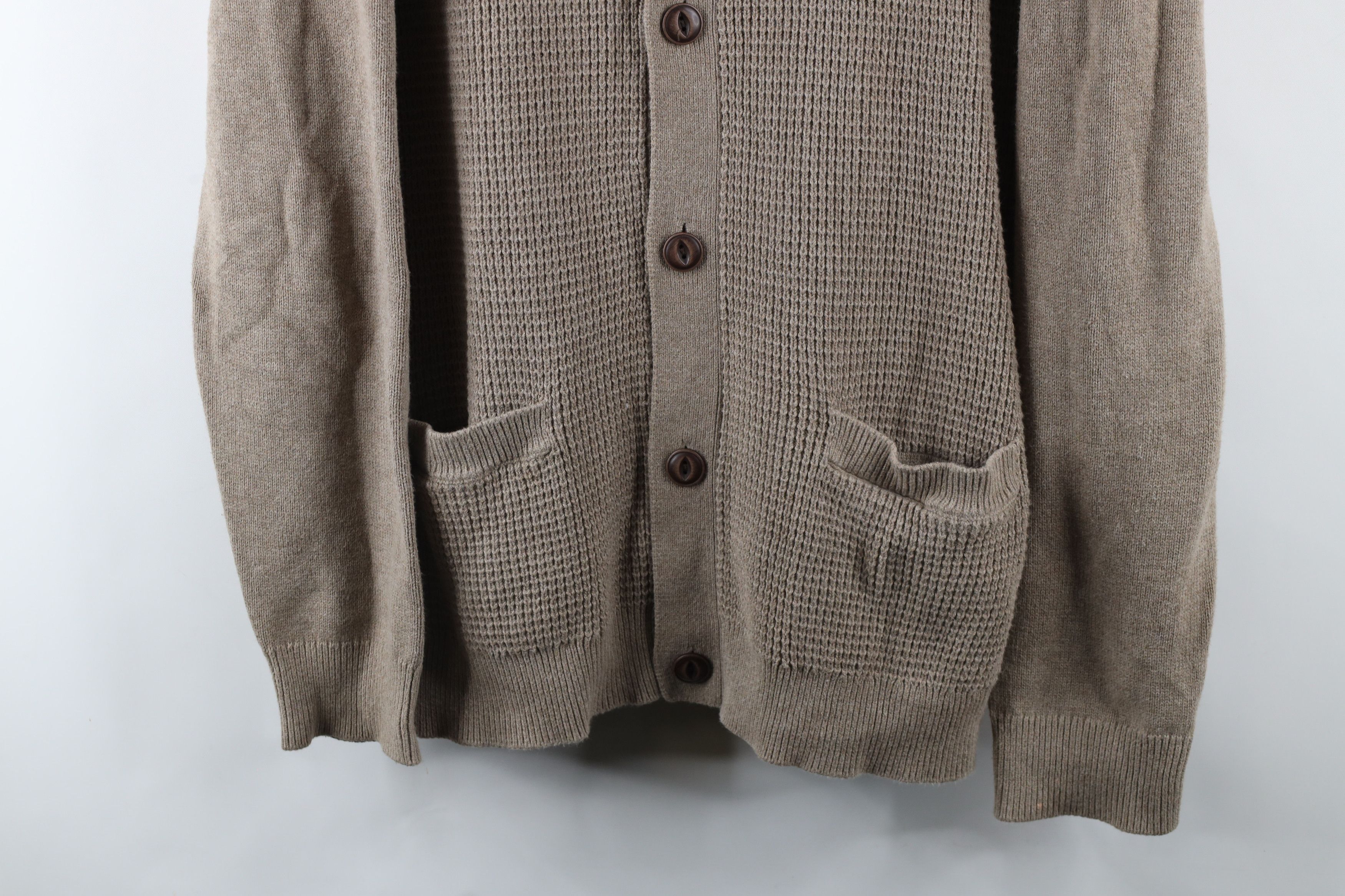 Gap × Vintage Vintage Gap Blank Ribbed Knit Shawl Cardigan Sweater Beige Size US XL / EU 56 / 4 - 3 Thumbnail