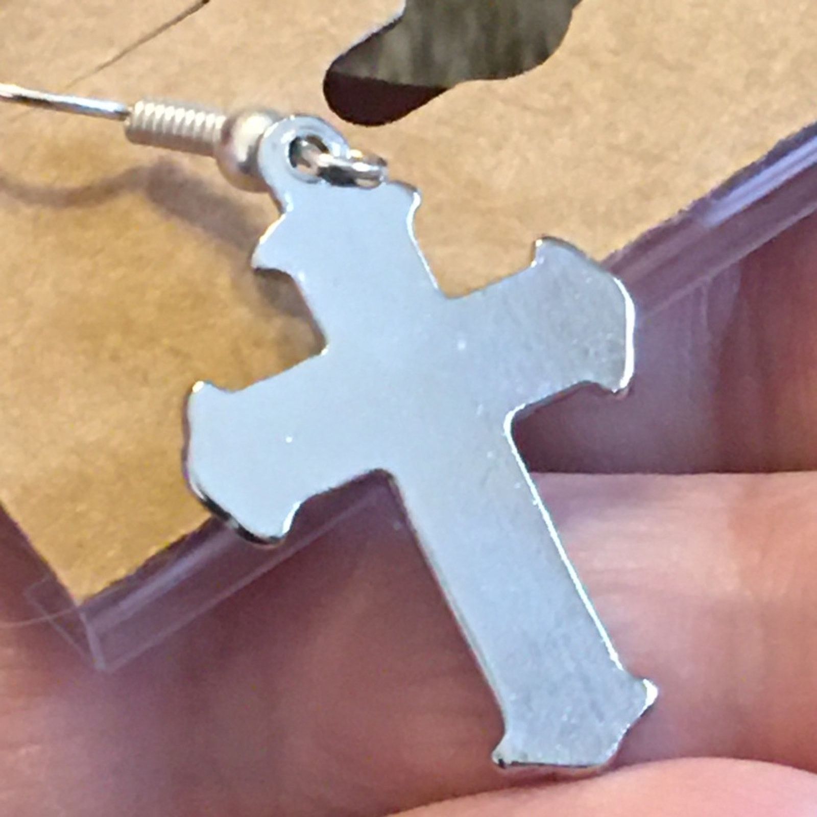 Jewelry Faux abalone silver plated cross earrings Size ONE SIZE - 4 Thumbnail