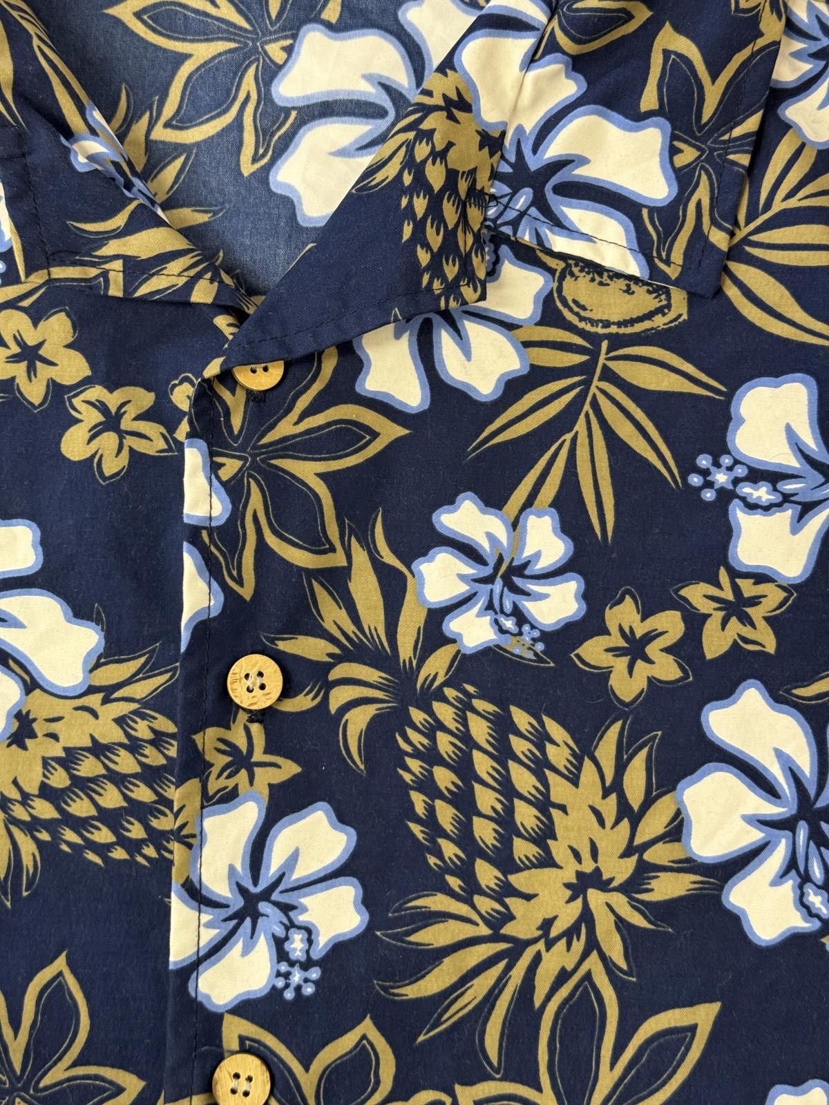 Designer ODO Blue Hawaiian Shirt Button Up Plumeria / Pineapple Size US XL / EU 56 / 4 - 3 Thumbnail
