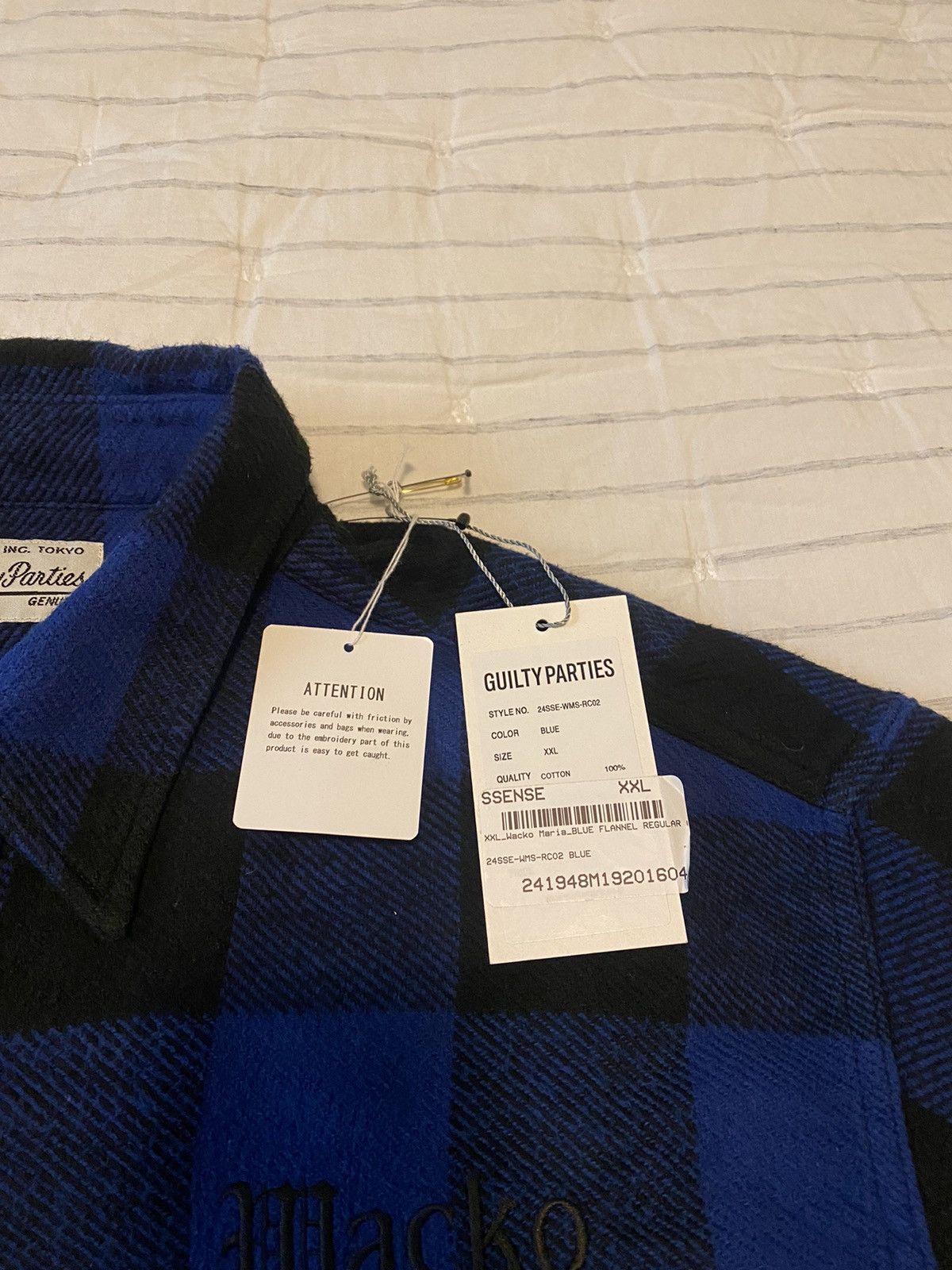 Wacko Maria Wacko Maria Blue/Black Flannel Check Shirt XXL Size US XXL / EU 58 / 5 - 8 Thumbnail
