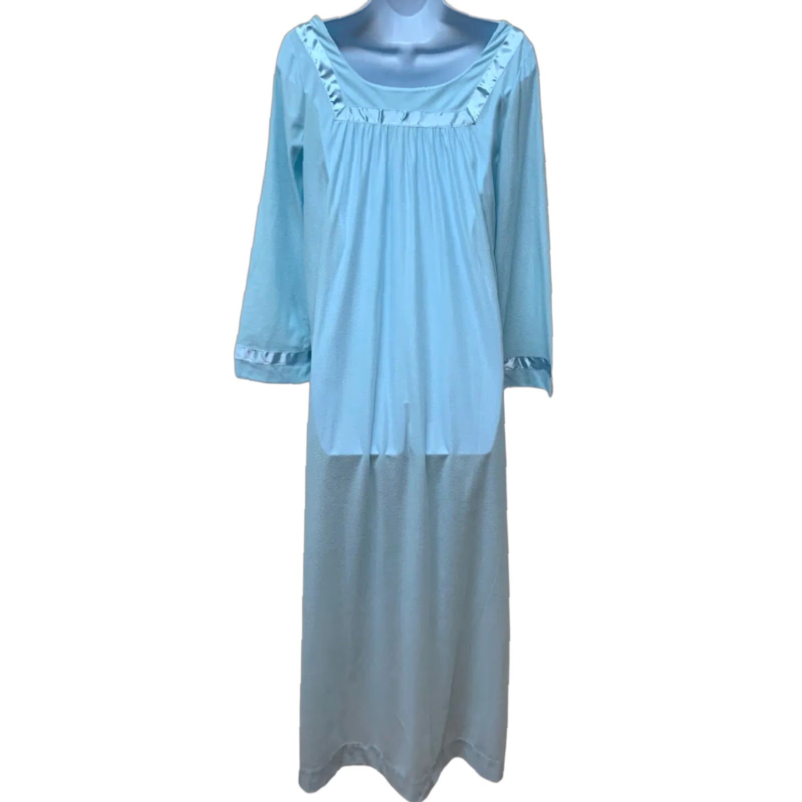 Vintage VINTAGE Character Nightgown Long Nylon Satin Embroidered Brushed Retro S USA NOS Blue S Womens Size ONE SIZE - 1 Thumbnail