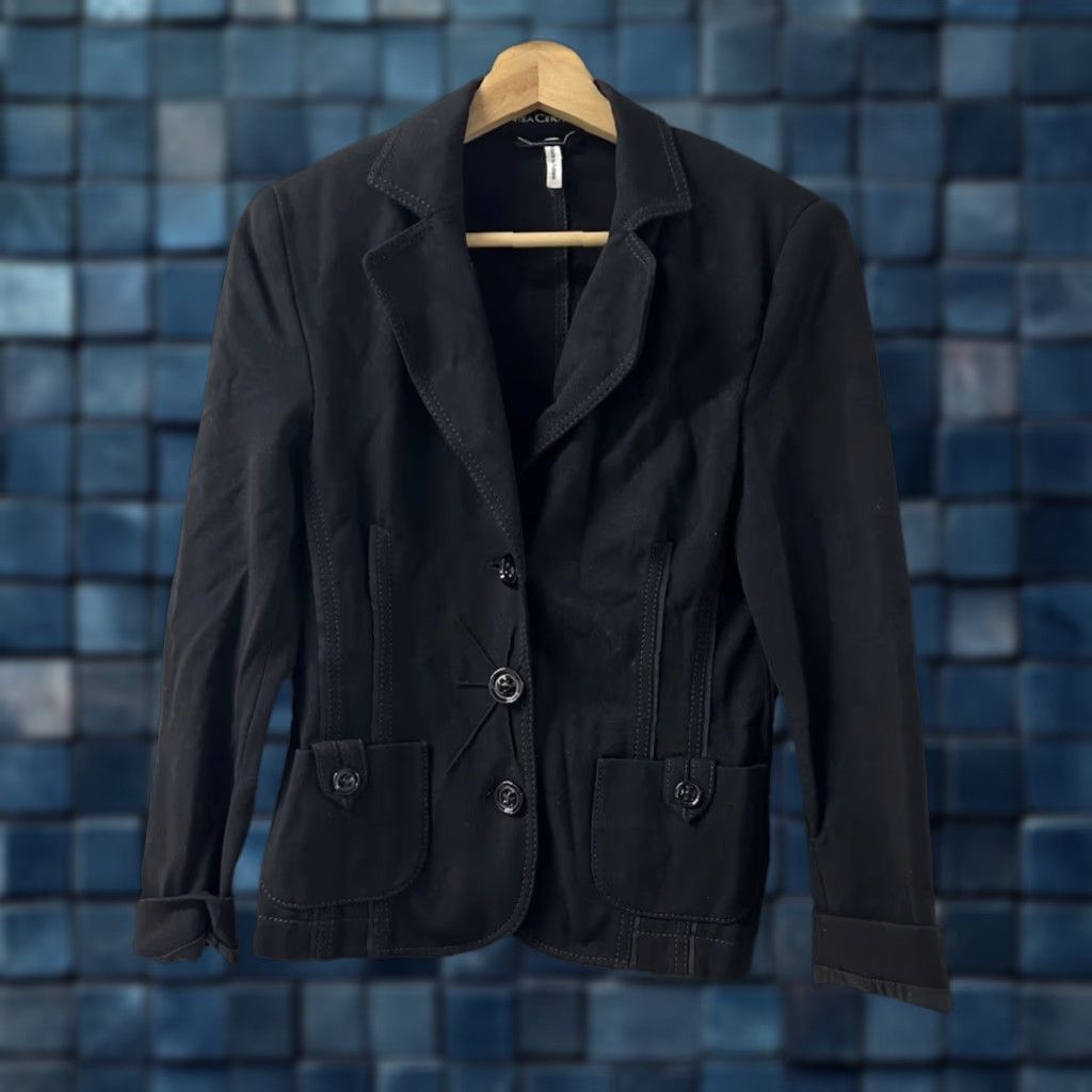 Vintage Womens LUISA CERANO Designer Black Long Sleeve Jacket Size 2 Short Blazer Button Mens? Women? Size XS / US 0-2 / IT 36-38 - 1 Thumbnail