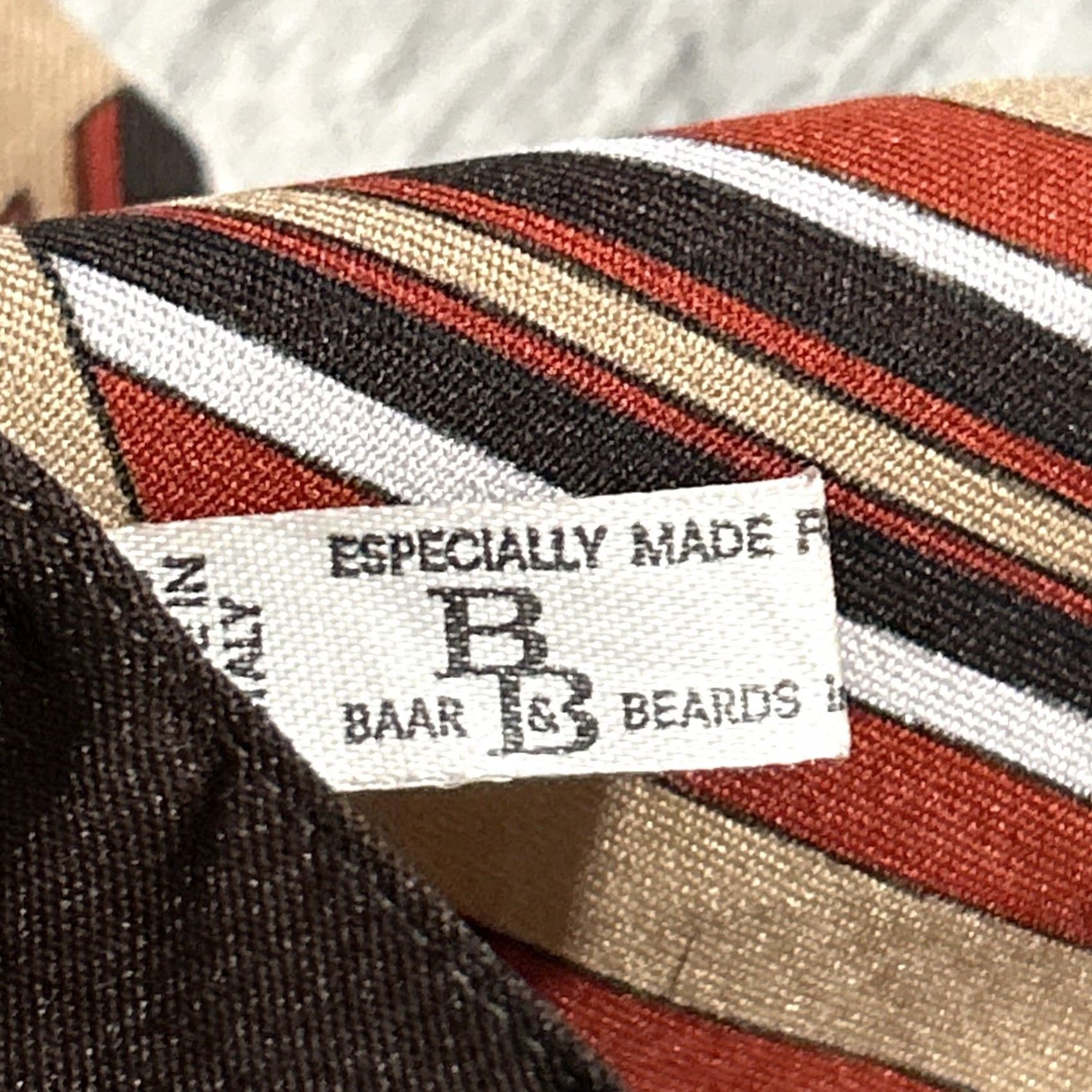 Vintage VINTAGE Baar & Beards Square Scarf Unisex Polyester Brown Stripe Japan 19 1/2” Mod Luxe W16 Size ONE SIZE - 2 Thumbnail