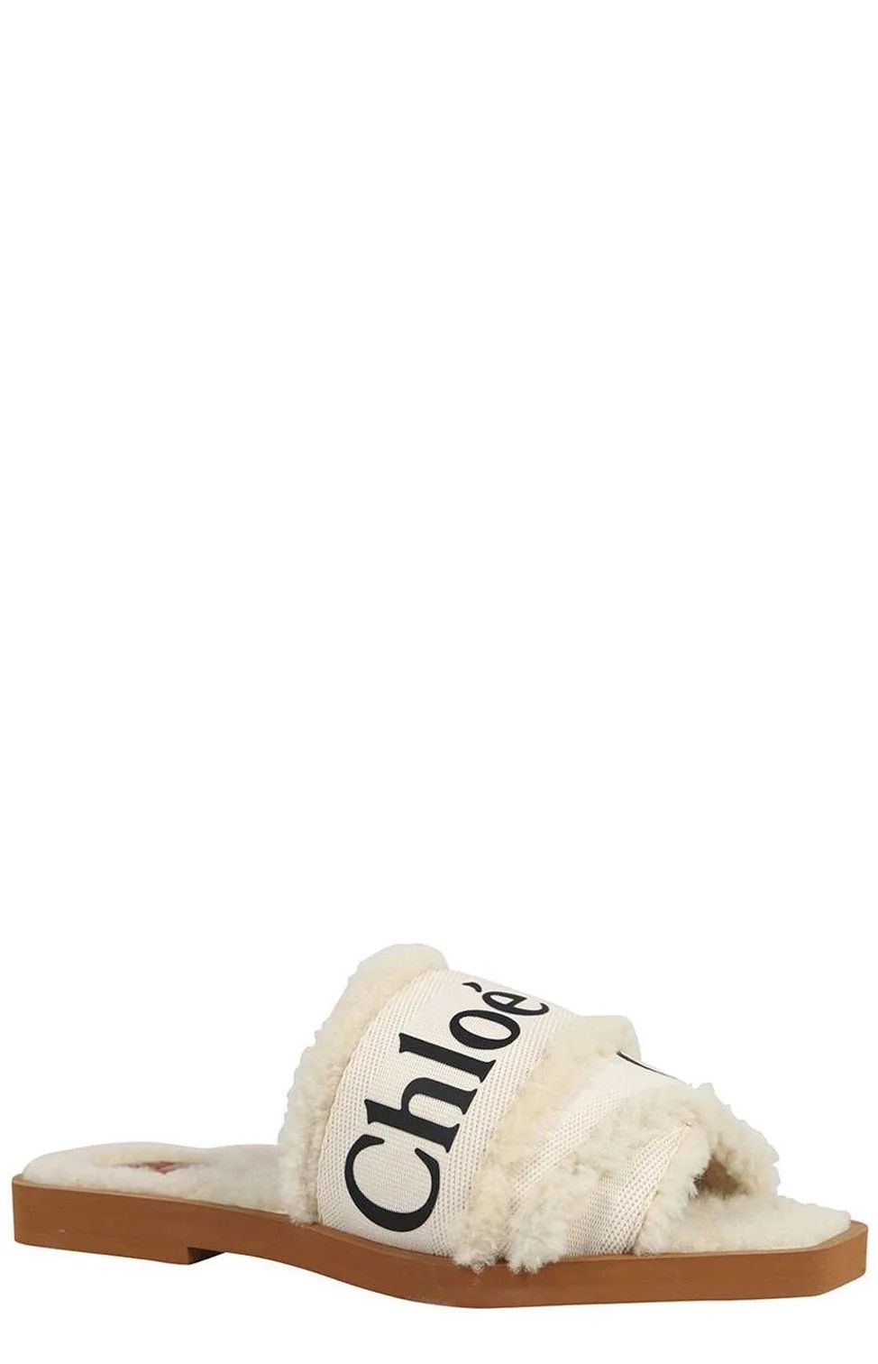 Chloe o1loc1c1024 Woody Shearling Slides in White Size US 9 / IT 39 - 2 Thumbnail