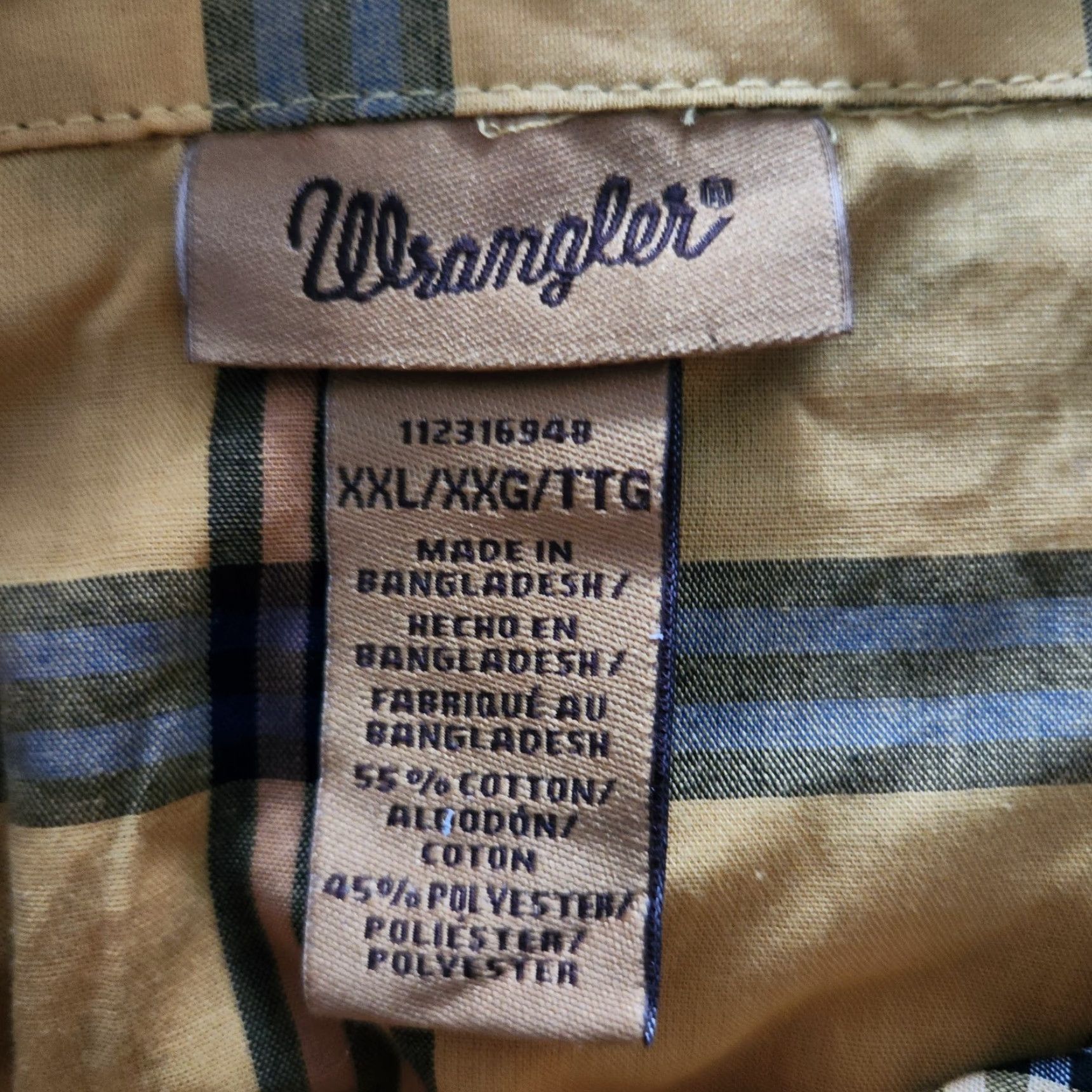 Wrangler Wrangler Mens XXL Pearl Snap Yellow Plaid Western Shirt Cowboy Shirt Cowboy Western Button-Up Long Sleeve Pearl Snap Pockets Vintage No Size US XXL / EU 58 / 5 - 6 Thumbnail