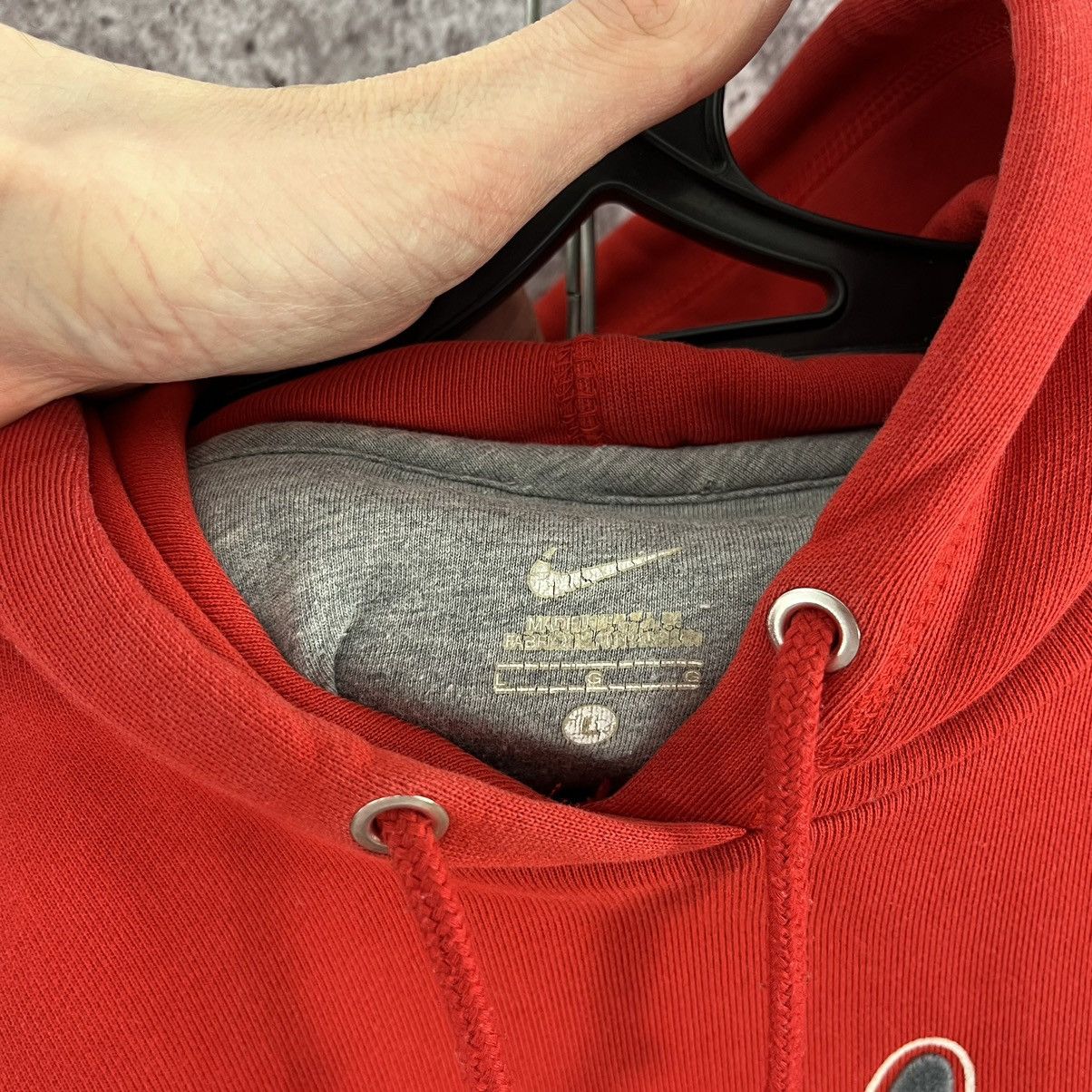 Nike × Vintage Vintage 2000s Nike Hoodie Big Logo Swoosh Embroidery Red Size L / US 10 / IT 46 - 11 Thumbnail