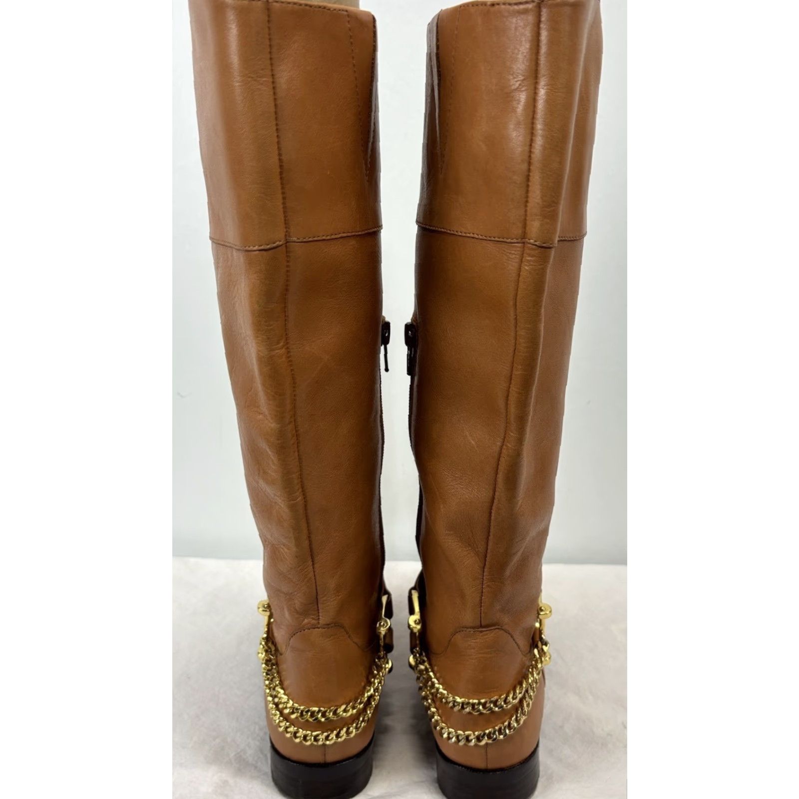 Ralph Lauren Lauren Ralph Lauren Jacques Chain Riding Boots Women’s 6 B Cognac Leather Riding Boot Women Brown Leather Chains Zip Almond Toe Mature 6 B Women Size US 6 / IT 36 - 5 Thumbnail
