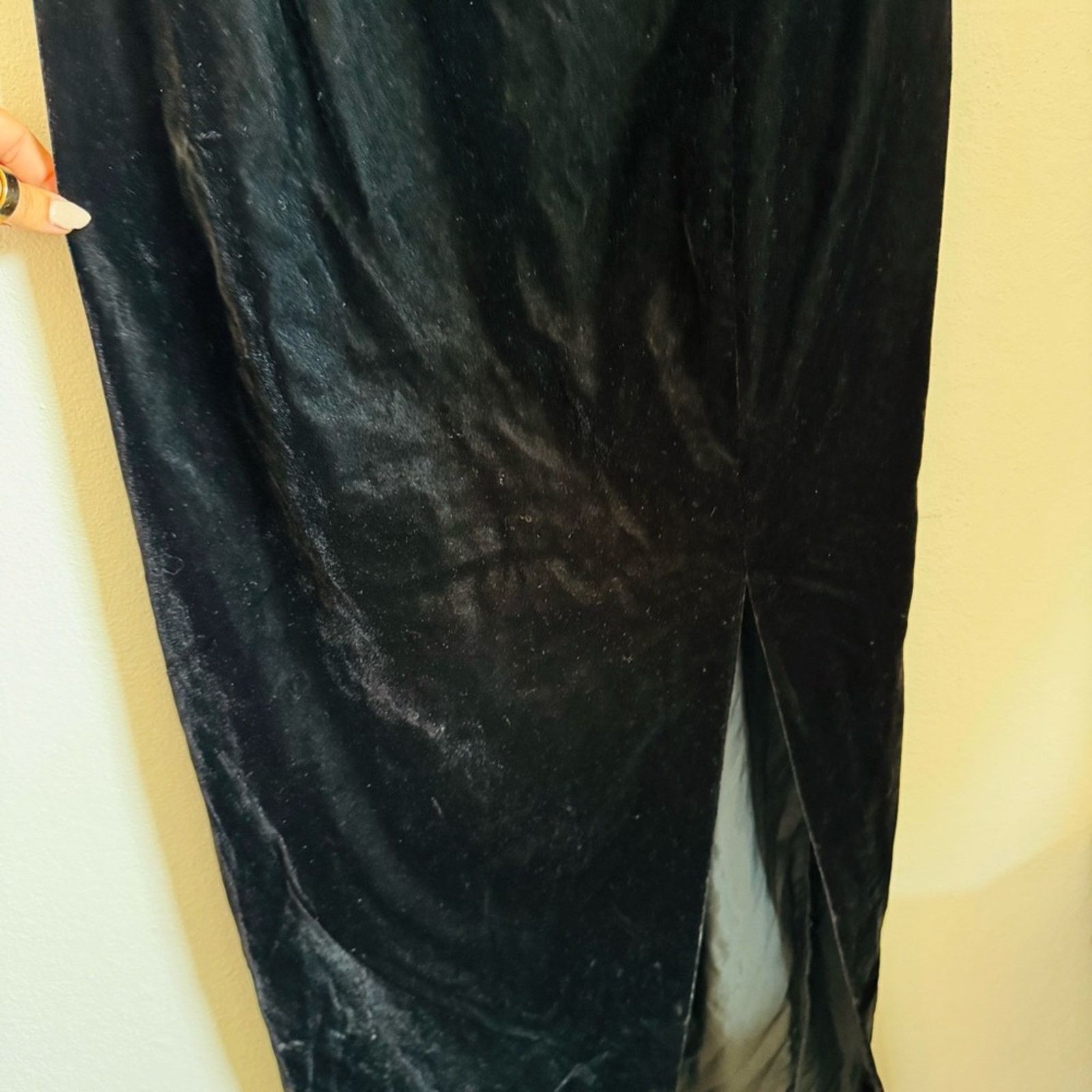 VINTAGE GUNNE SAX Black Velvet Cap Slit Maxi Dress Gown