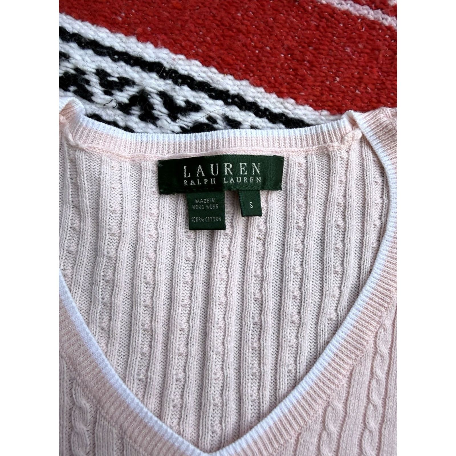 Ralph Lauren VINTAGE? Lauren Ralph Lauren Cable Knit Sweater Womens Small Pink Preppy EUC Size S / US 4 / IT 40 - 7 Thumbnail