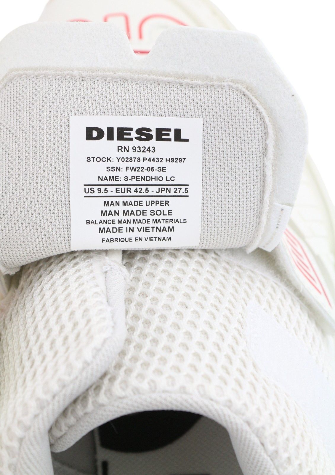 Diesel S-PENDHIO LC EU42.5 White Almond Toe Pull On Low 40867 Size US 9.5 / EU 42-43 - 11 Thumbnail