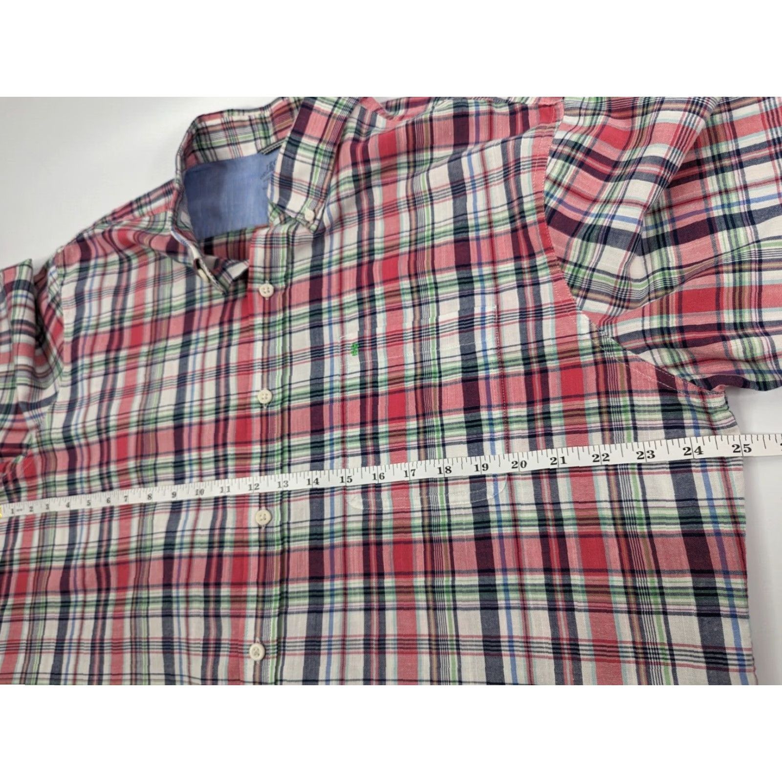 Izod Izod Saltwater Chambray Red And Green Plaid Shirt Relaxed Classics Men's Size XL Size US XL / EU 56 / 4 - 7 Thumbnail