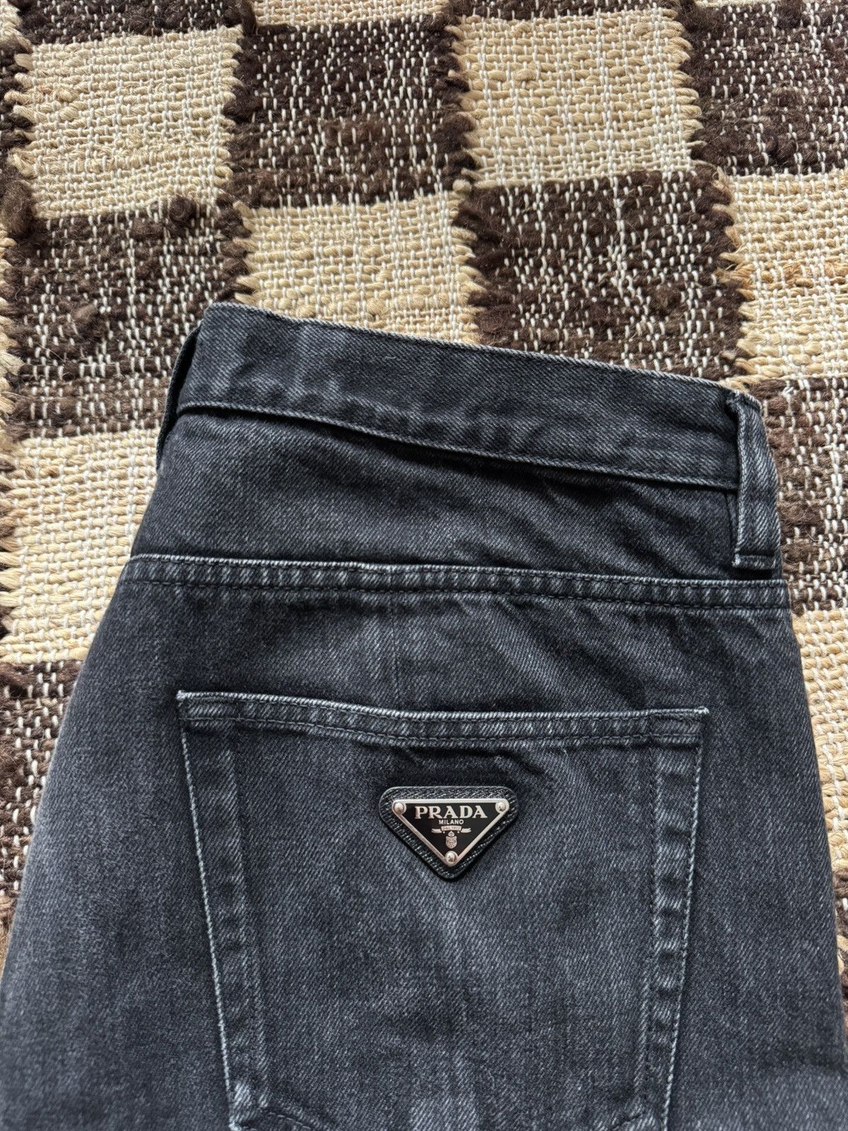 Prada Black Triangle Logo Denim Size US 32 / EU 48 - 4 Thumbnail