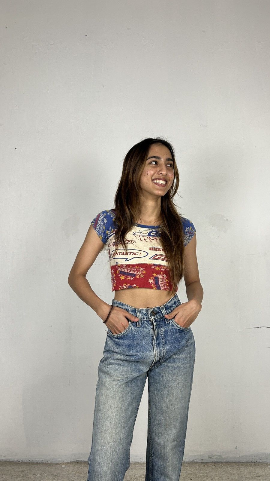 1990s Hysteric Mini Baby Tee Full Print