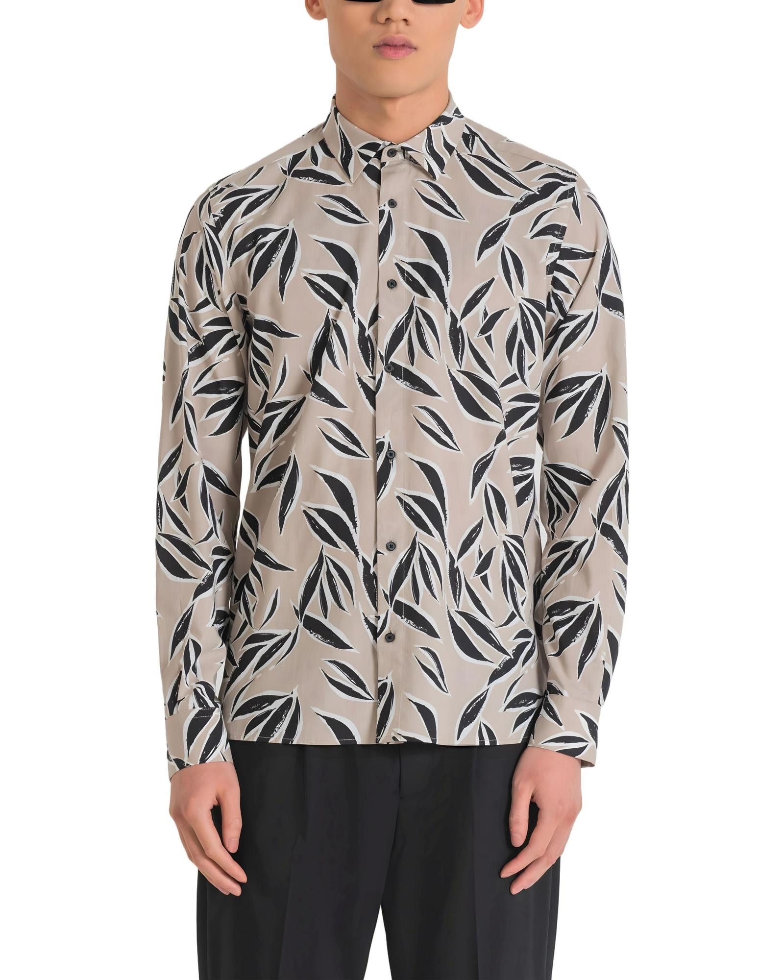 Image of Antony Morato Floral Long-Sleeved Classic Shirt in Beige, Men's (Size XS)