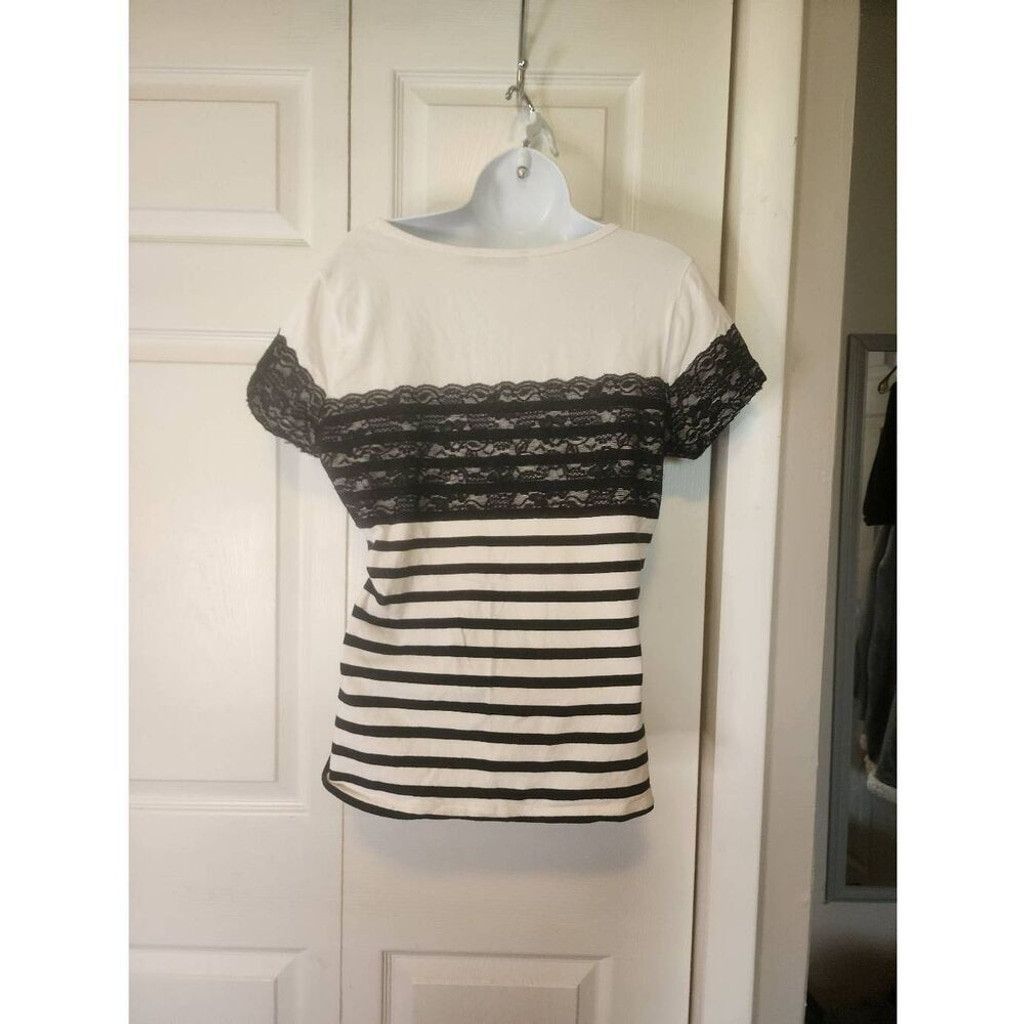 Other The Limited Black and White Striped Shirt Size L / US 10 / IT 46 - 2 Thumbnail