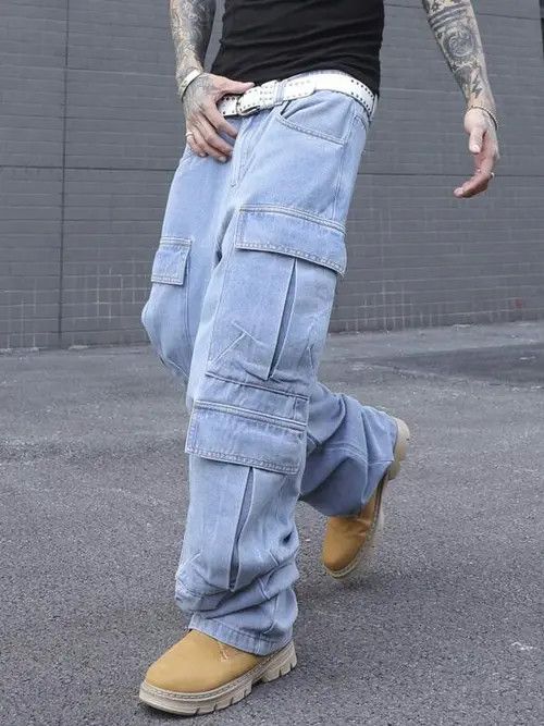 Jean Cargo Denim Jeans Straight Leg Size US 32 / EU 48 - 3 Thumbnail