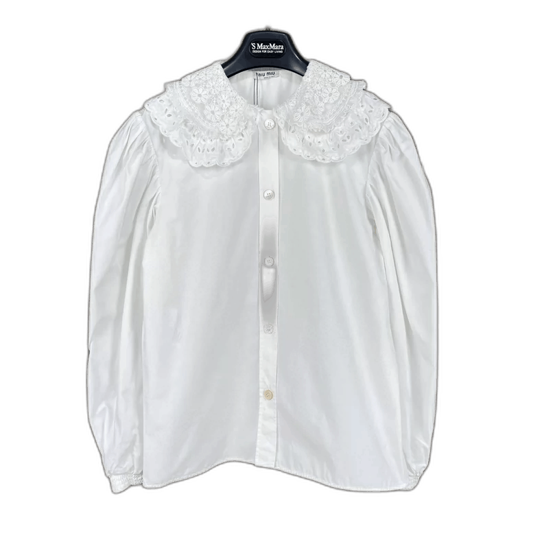 Prada Miu Miu Lace Peter Pan Collar Shirt-2506 Size S / US 4 / IT 40 - 1 Thumbnail