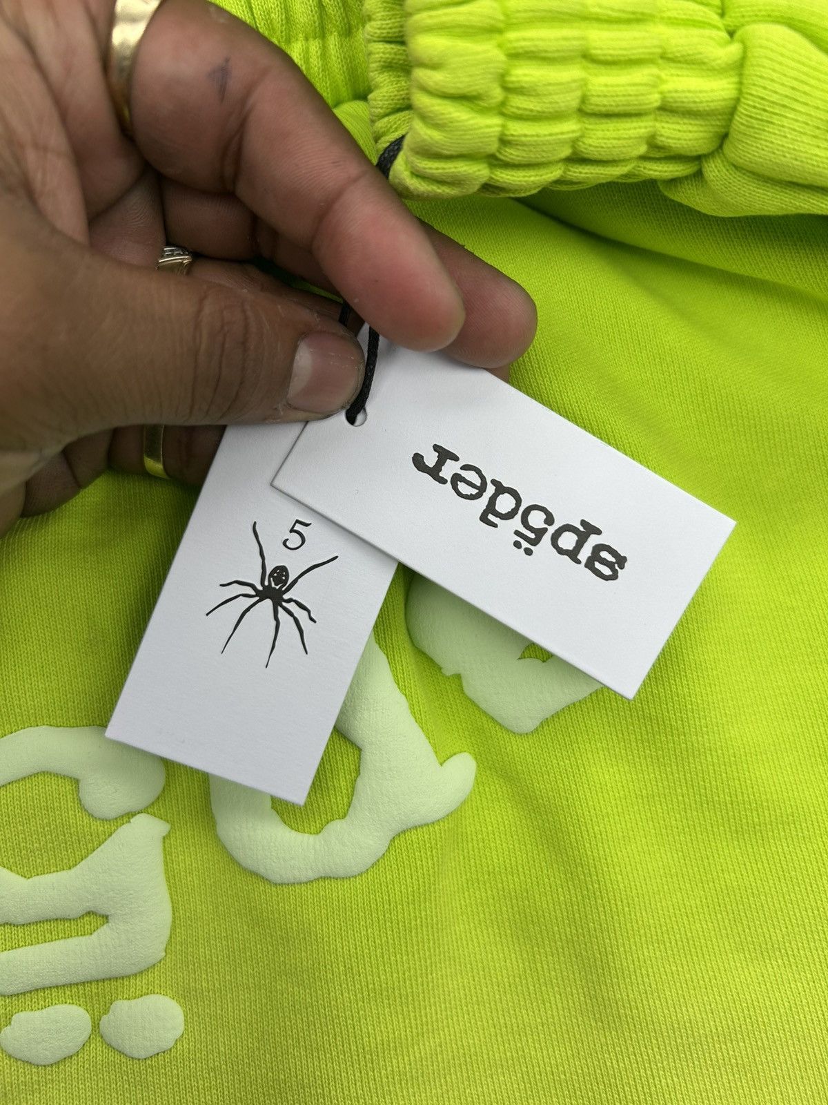 Sp5der Sp5der OG Web V2 Sweatshort Acid Green Size US 30 / EU 46 - 3 Thumbnail