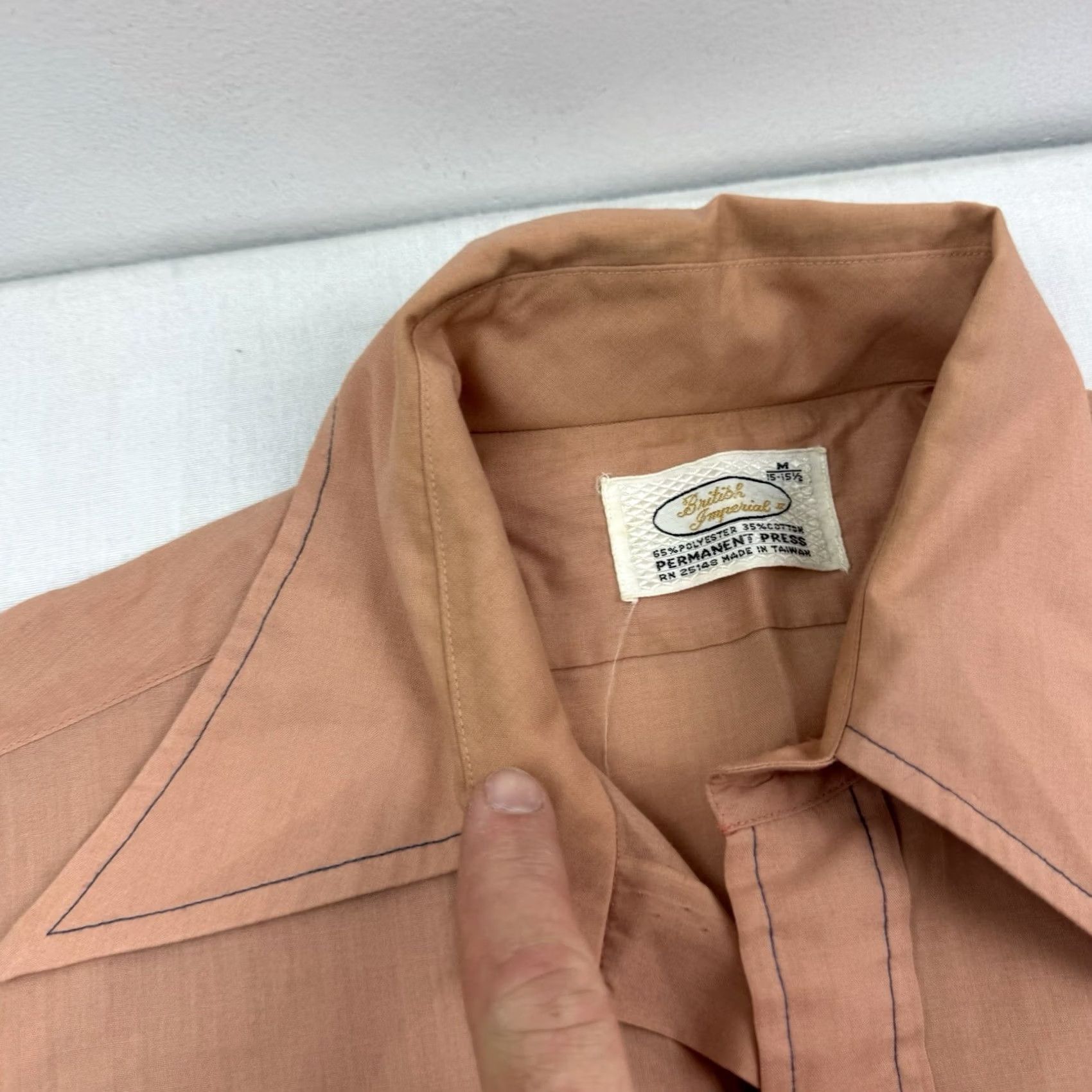 Imperial Vintage British Imperial 60s 70s Button Up Shirt - Adult Medium Pink Cotton Size US M / EU 48-50 / 2 - 6 Thumbnail