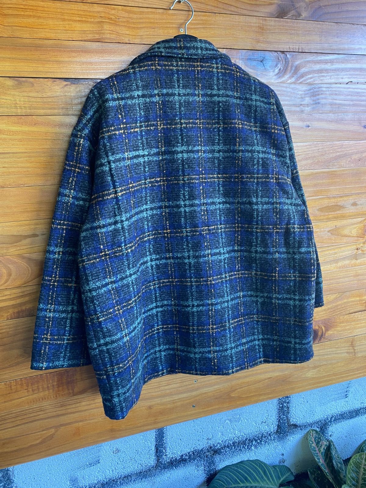 Japanese Brand Vintage 90s Plaid Double-Breasted Wool Coat by Like Lady Size L / US 10 / IT 46 - 12 Thumbnail