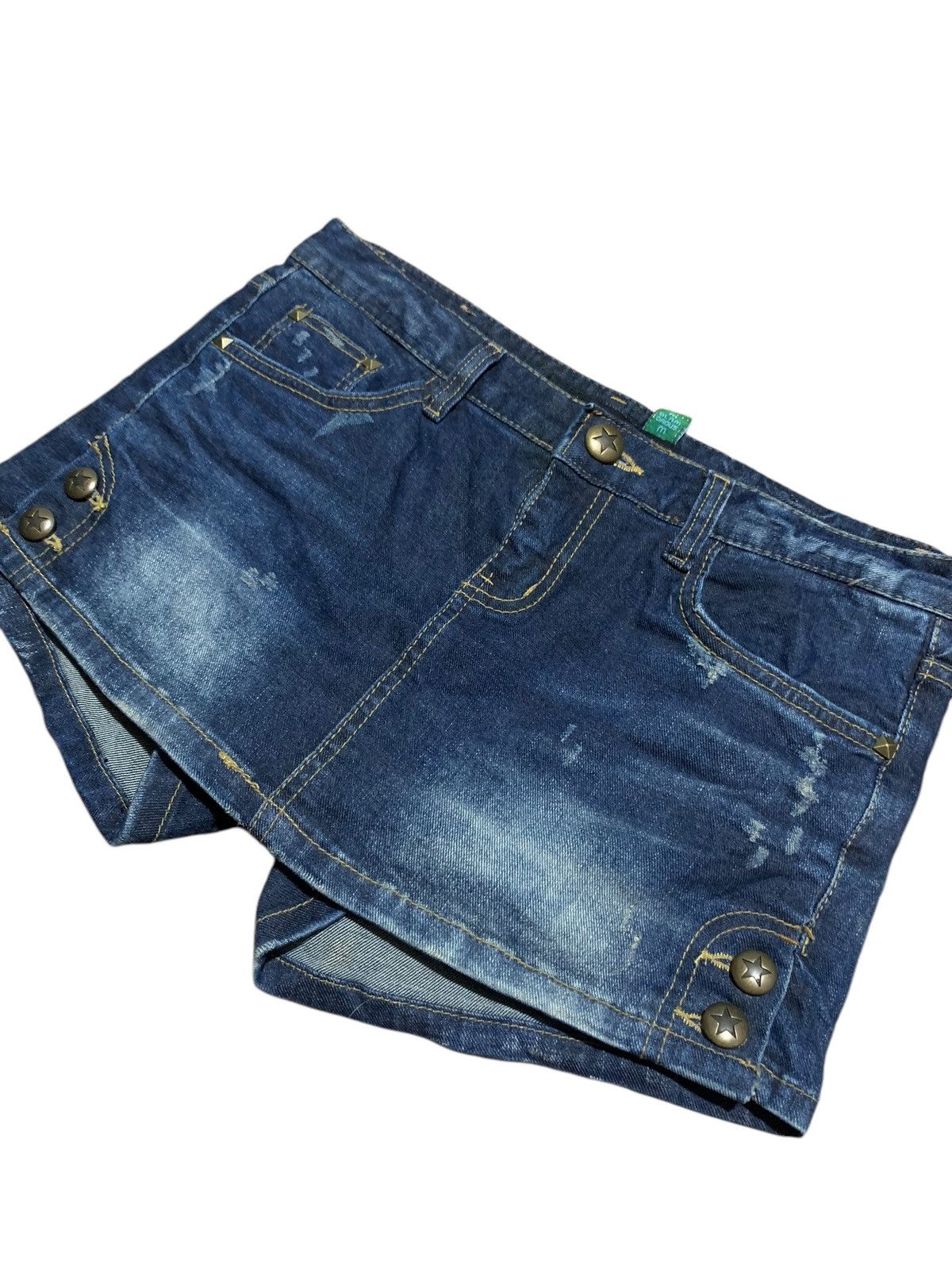 Hysteric Glamour 2000s Glamorous hybrid studded denim side button shorts Size 30" / US 8 / IT 44 - 2 Thumbnail