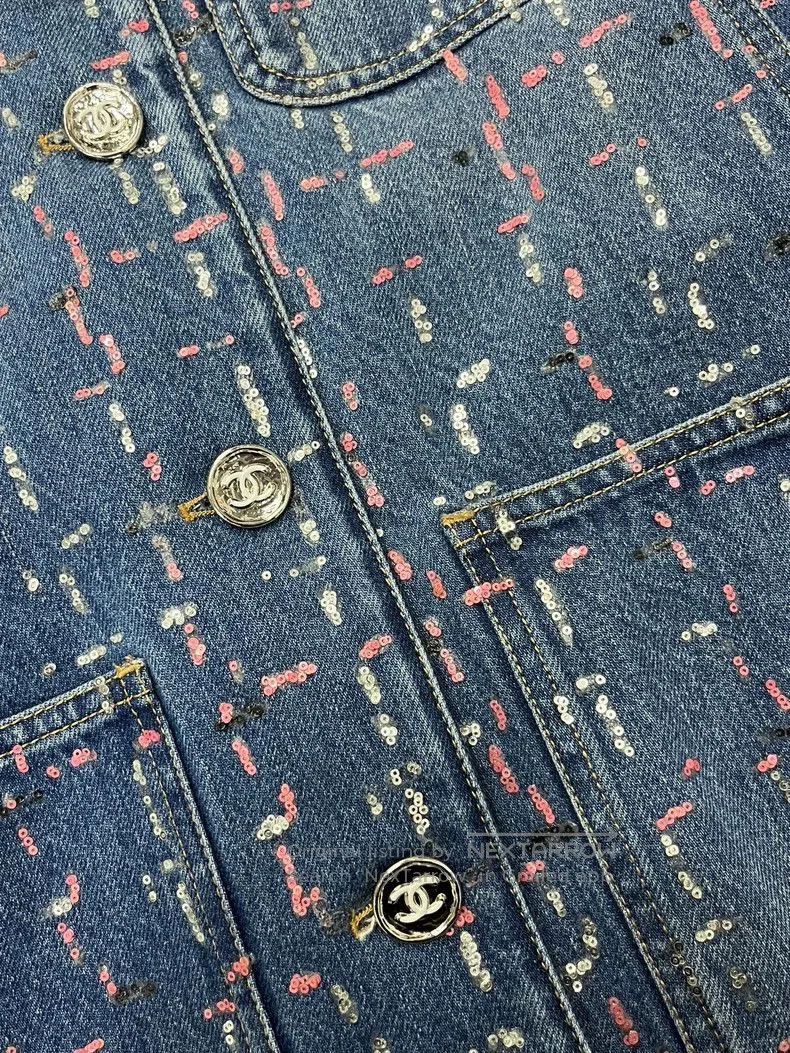 Chanel Chanel Sequin Denim Jacket. Size US M / EU 48-50 / 2 - 2 Thumbnail