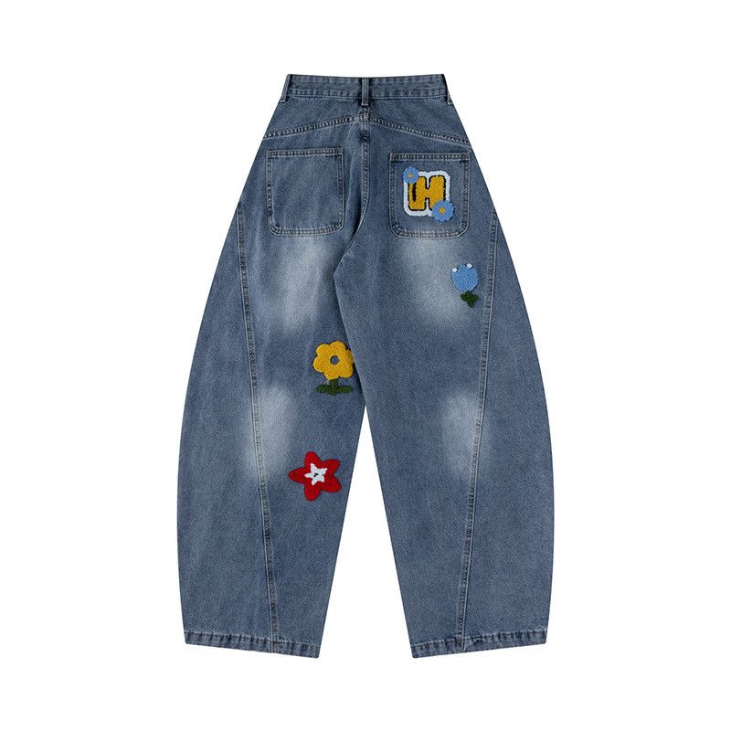 Jean American Vintage Floral-Embroidered Washed Denim Jeans Size US 32 / EU 48 - 2 Thumbnail