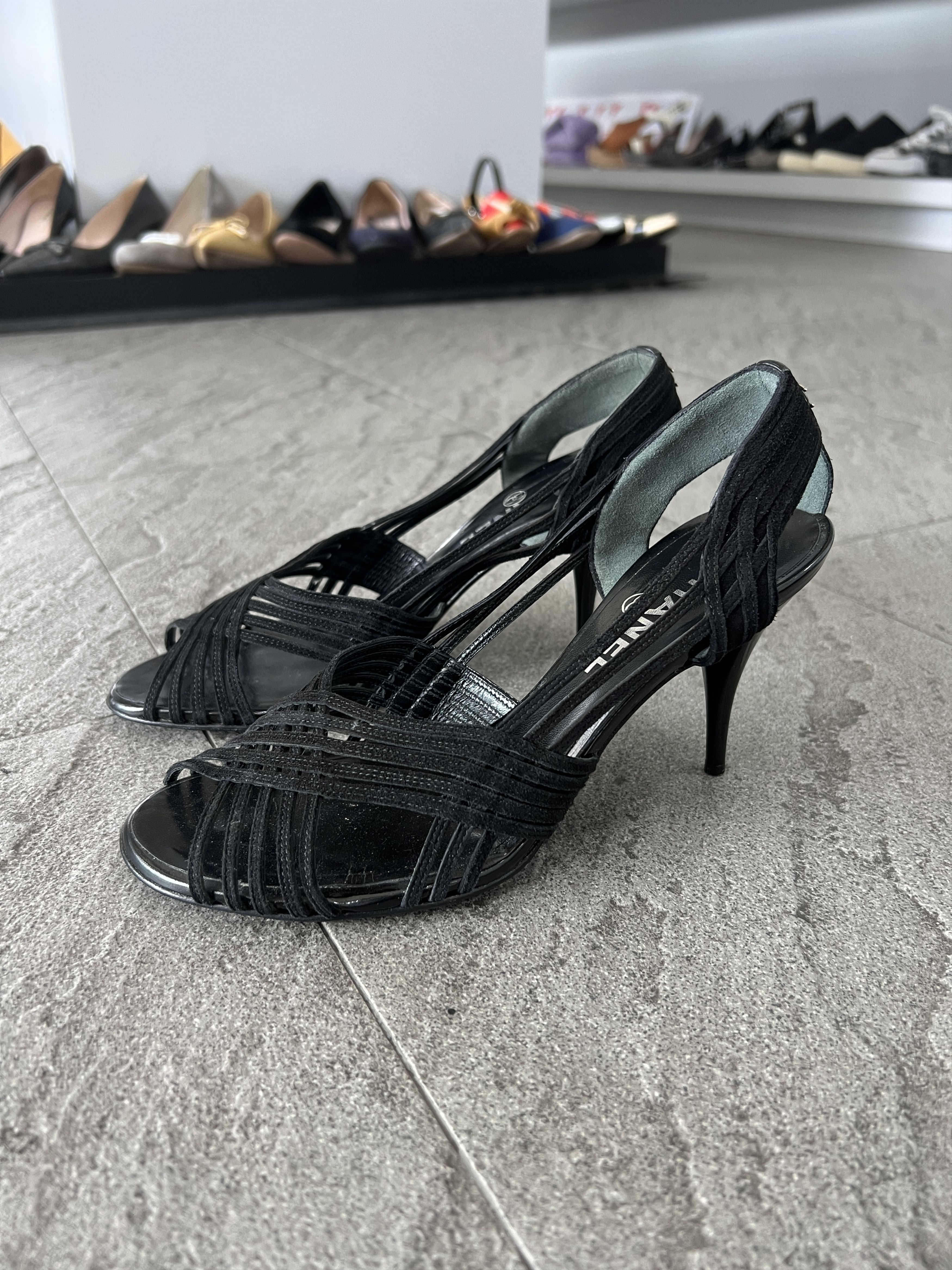 Chanel Chanel Black Strappy Slingback Heels CC Logo EU37 Size US 7 / IT 37 - 4 Thumbnail