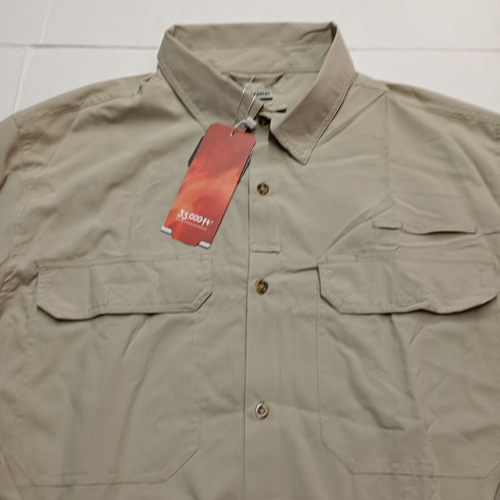& Other Stories 33,000FT Roll Tab Sleeve Air-Hole Tech Shirt Men's XL Beige Size US XL / EU 56 / 4 - 3 Thumbnail