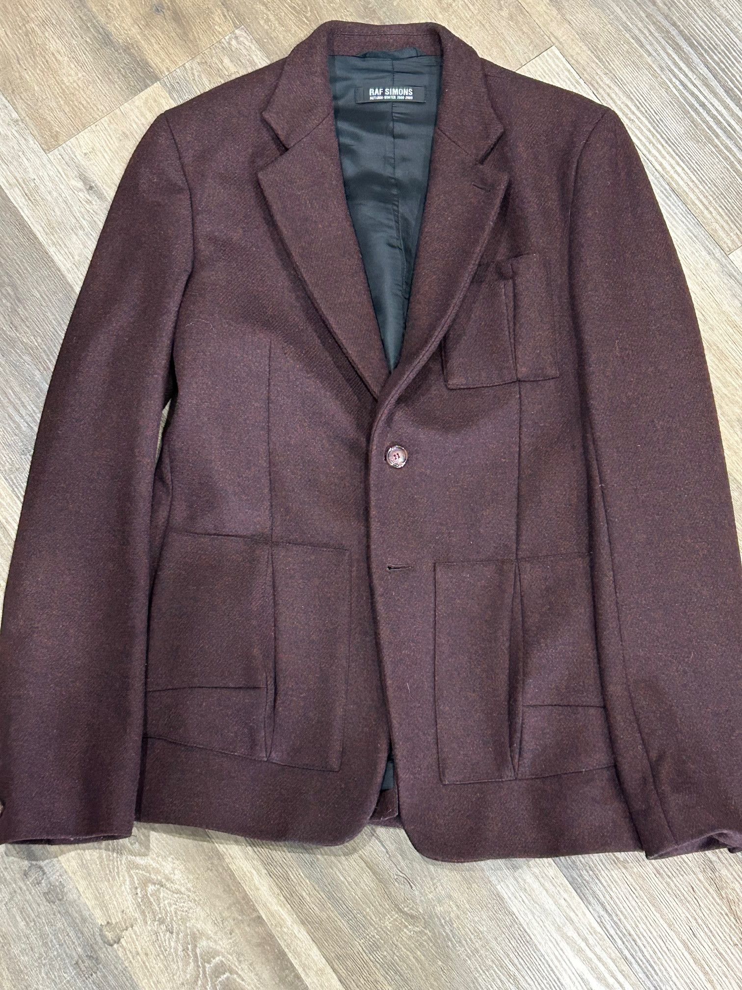 Raf Simons Gorgeous Textured Runway Burgundy Wool Blazer Size 38R - 1 Thumbnail