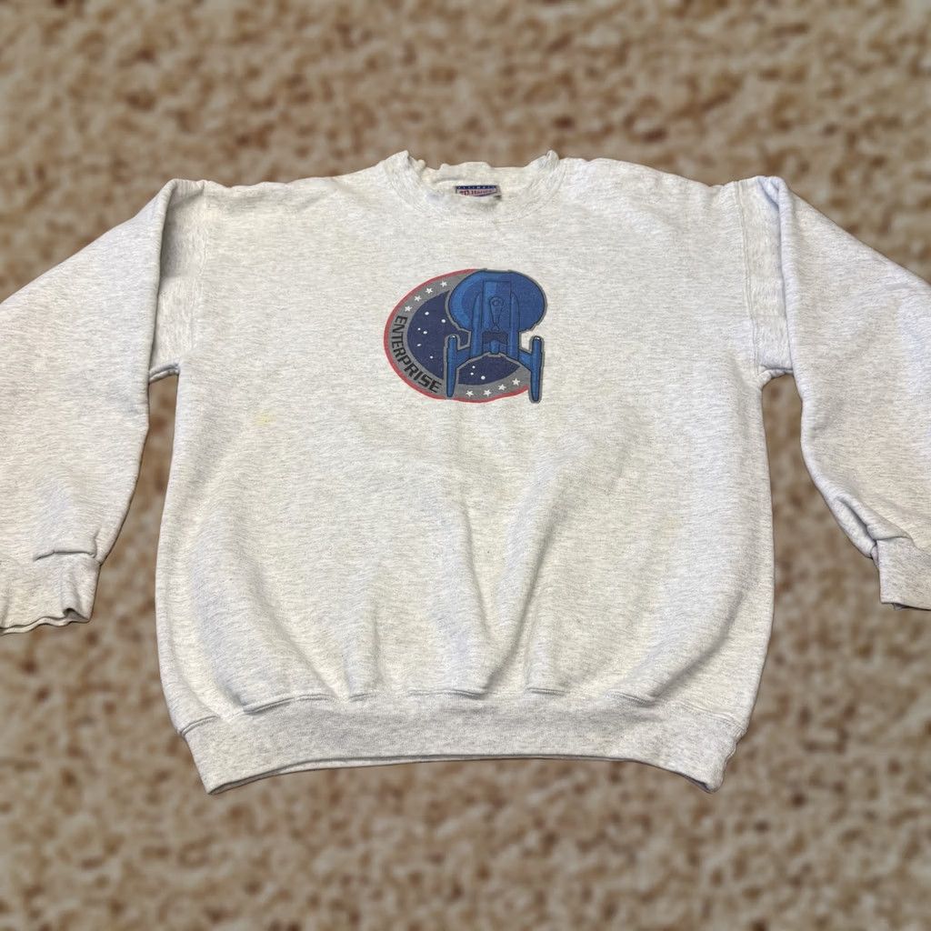 Hanes VINTAGE Hanes Sweatshirt Mens Medium Gray Star Trek Enterprise 2004 Fleece Shirt Mens Size US M / EU 48-50 / 2 - 1 Thumbnail