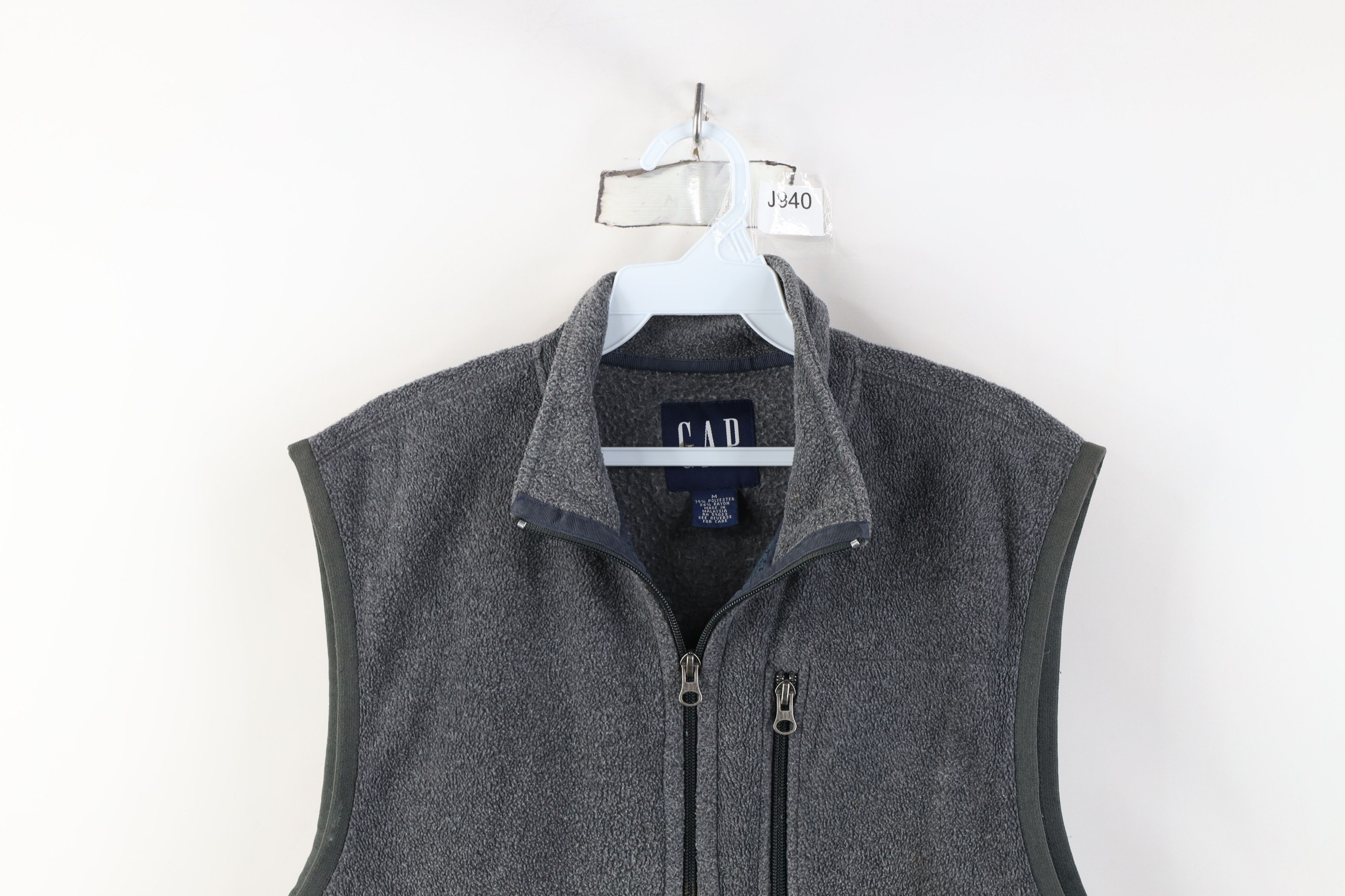 Gap Vintage 90s Gap Blank Full Zip Fleece Vest Jacket Gray Size US M / EU 48-50 / 2 - 2 Thumbnail
