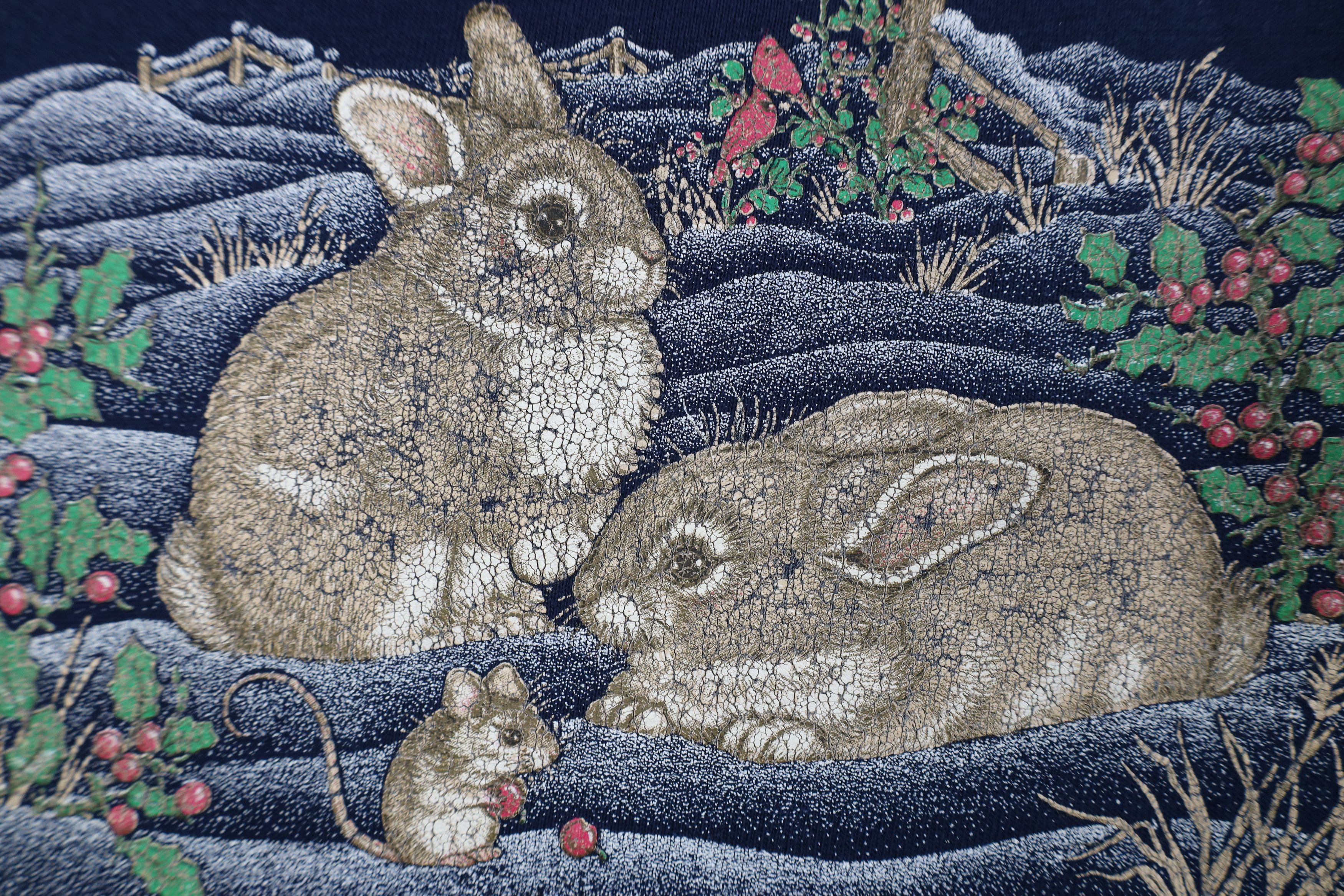 Vintage Vintage 90s Streetwear Nature Rabbit Flower Sweatshirt USA Size L / US 10 / IT 46 - 5 Thumbnail