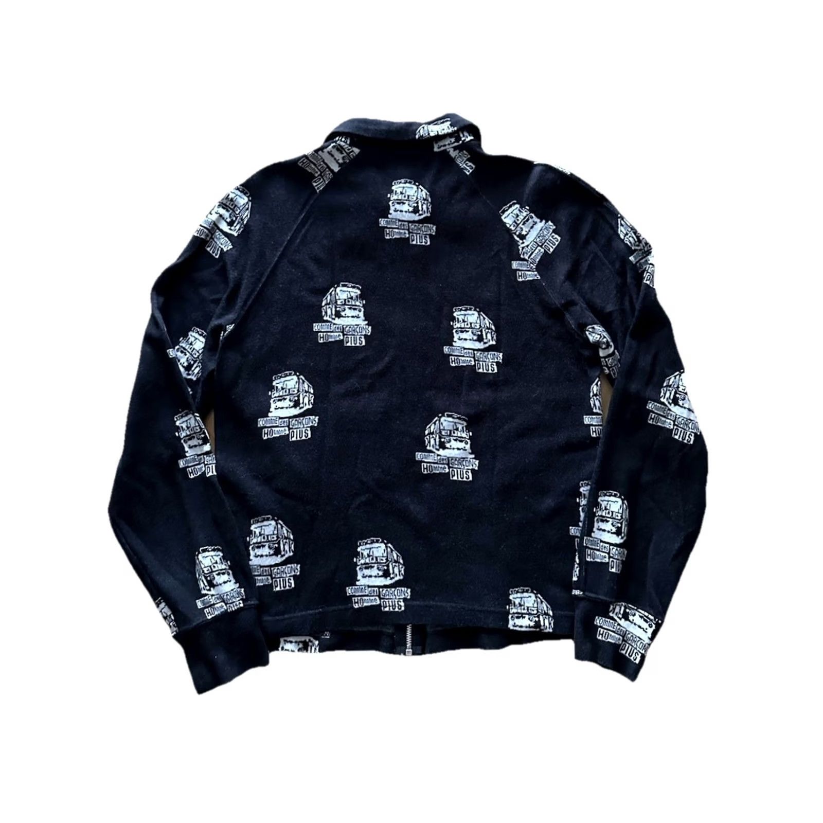 Vintage COMME des GARCONS HOMME PLUS Knit sweater Full Zip Up Black All Over Print S Unisex Adults Mens Womens Pullover, Very RARE, Gently Used Size US S / EU 44-46 / 1 - 7 Thumbnail