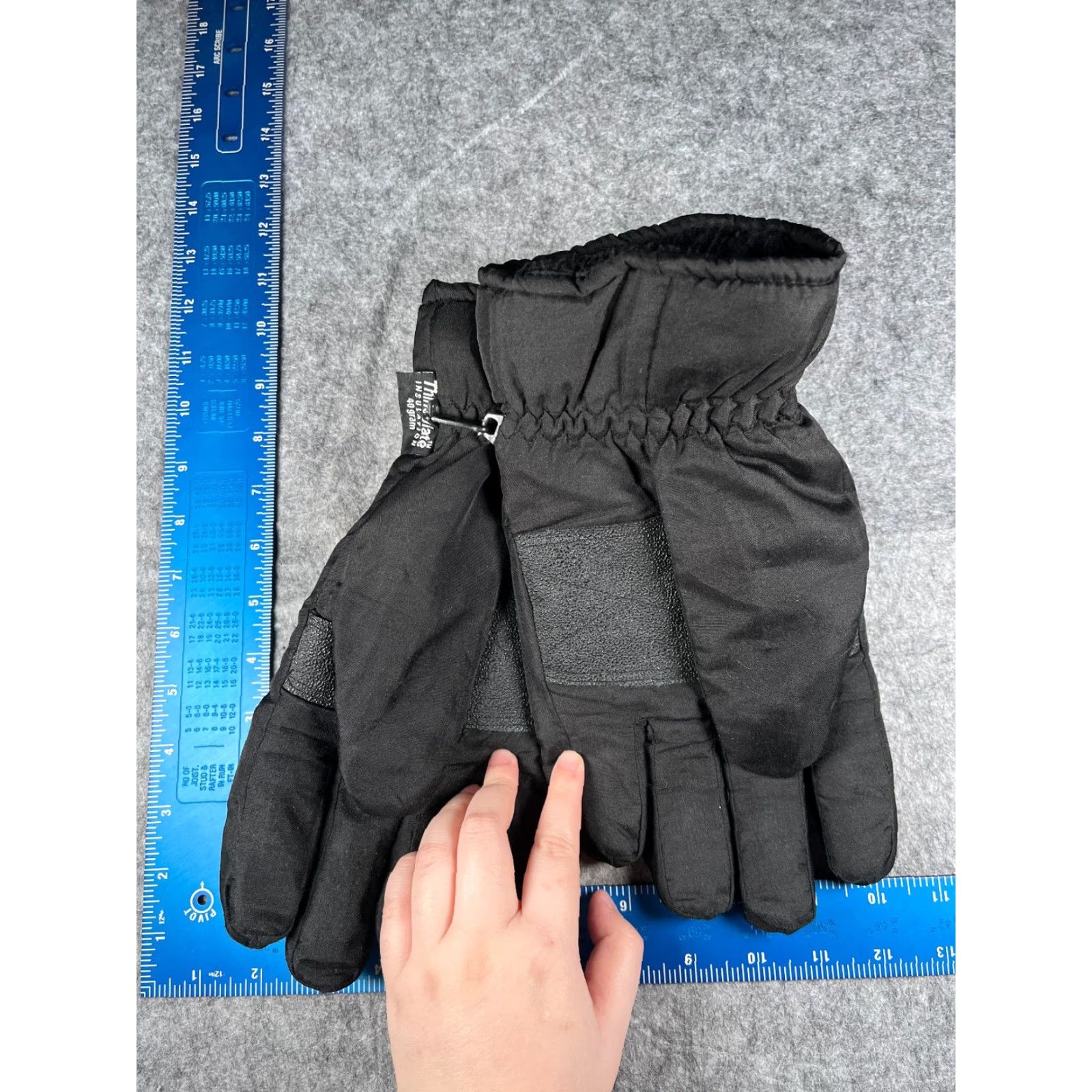 Vintage Thinsulate Glove One Size Black Polyester Insulated Waterproof Warm Wrist Men Ski Winter Size ONE SIZE - 4 Thumbnail