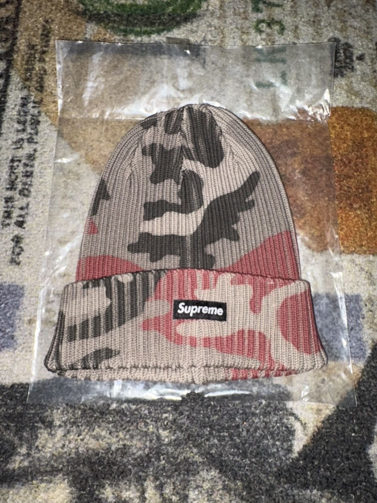 Supreme Supreme Overdyed Beanie Red Camo Size ONE SIZE - 1 Thumbnail