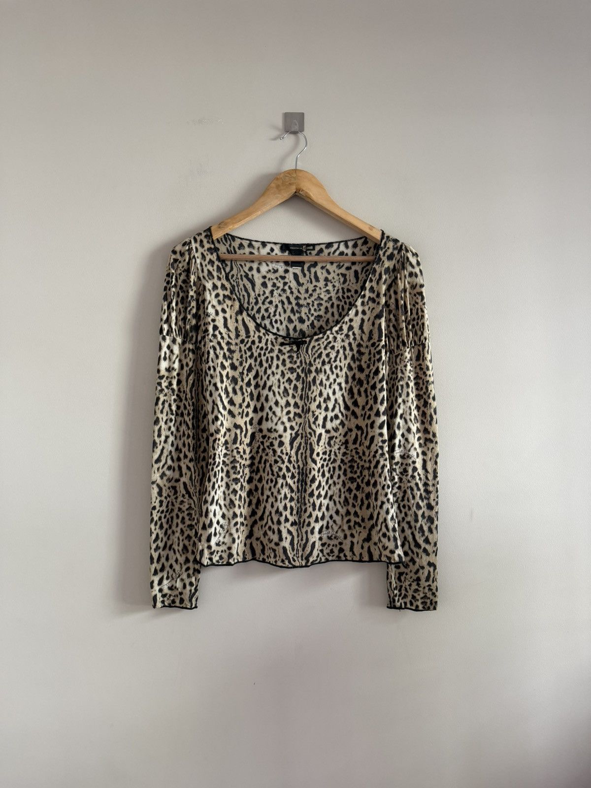Just Cavalli Just Cavalli Y2K Leopard Print Mesh Long Sleeve Top Size M / US 6-8 / IT 42-44 - 1 Thumbnail