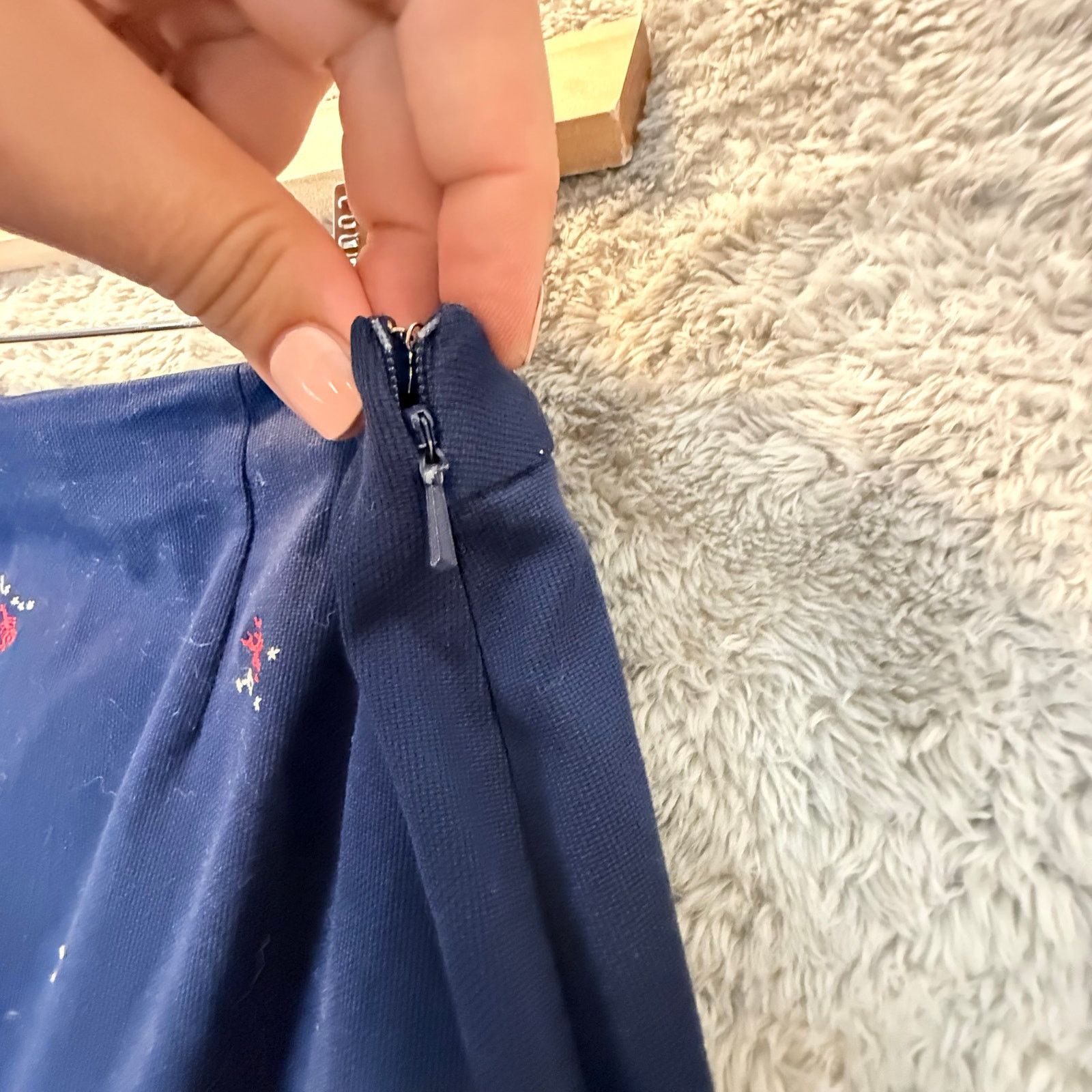 Other Marisa Christina Navy Blue Red Lobster Skirt Embroider 10 M Size 32" / US 10 / IT 46 - 4 Thumbnail