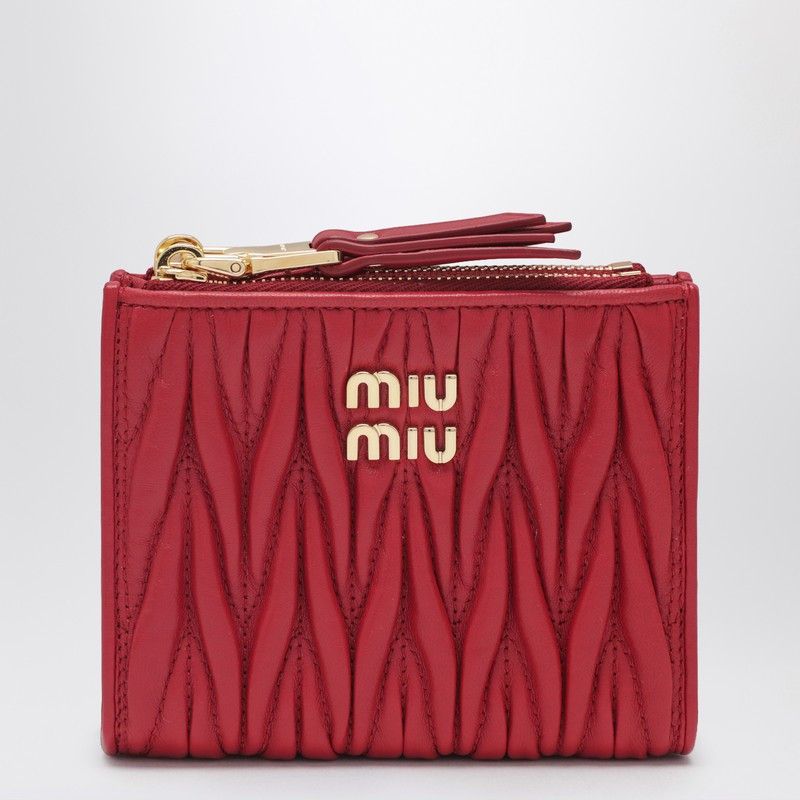 Miu Miu Miu Miu Small Red Quilted Nappa Wallet Size ONE SIZE - 1 Thumbnail