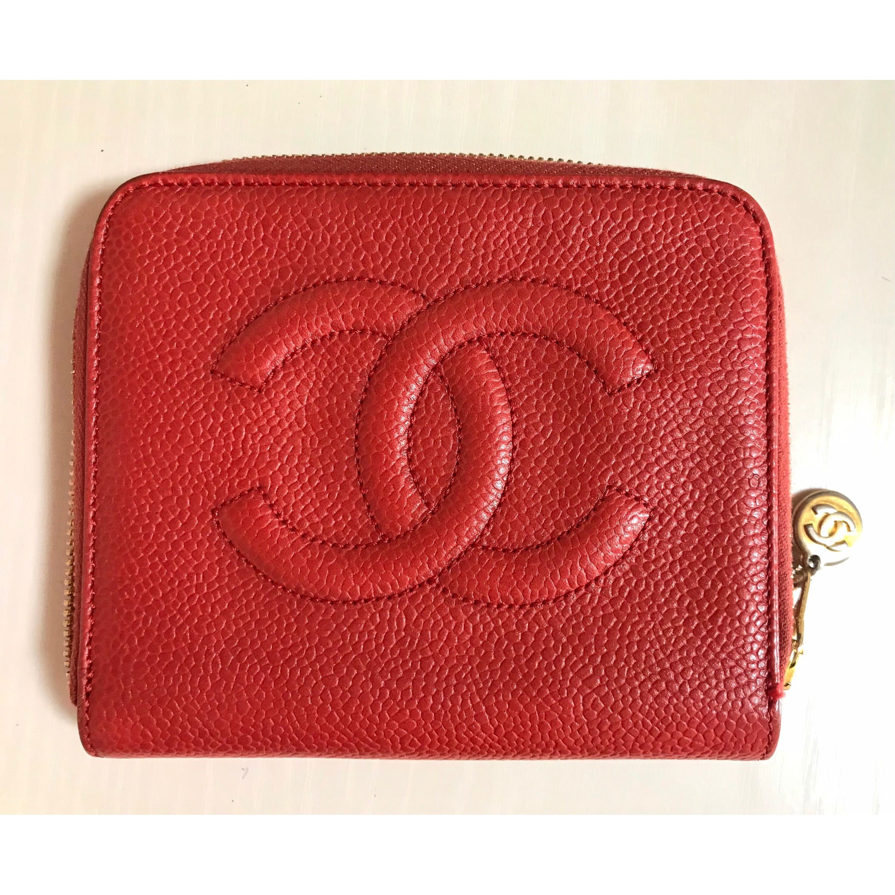 Chanel Vintage CHANEL red caviar skin round zipper wallet with CC Size ONE SIZE - 3 Thumbnail
