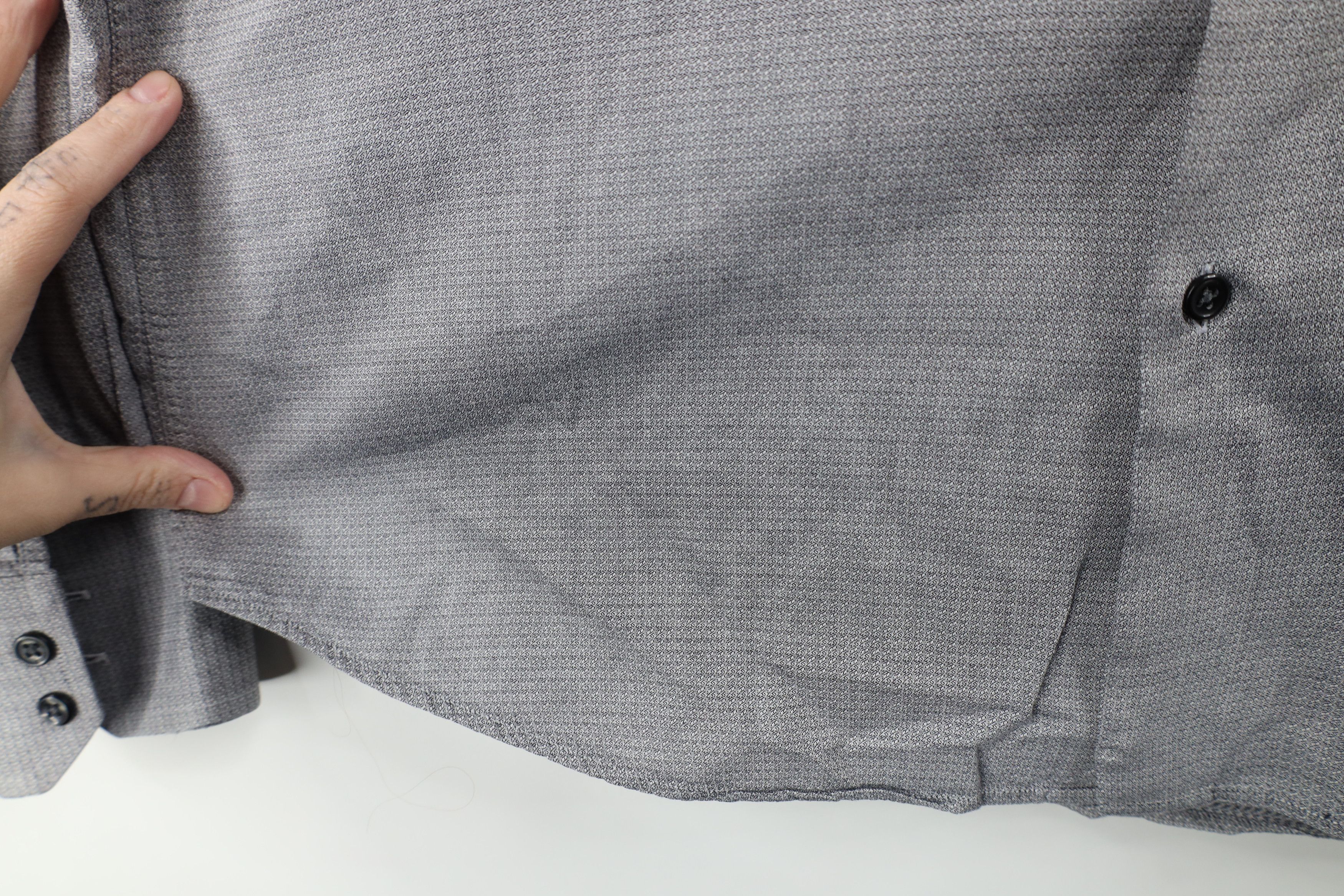 Hugo Boss × Vintage Vintage Hugo Boss Geometric Collared Button Dress Shirt Gray Size US M / EU 48-50 / 2 - 6 Thumbnail